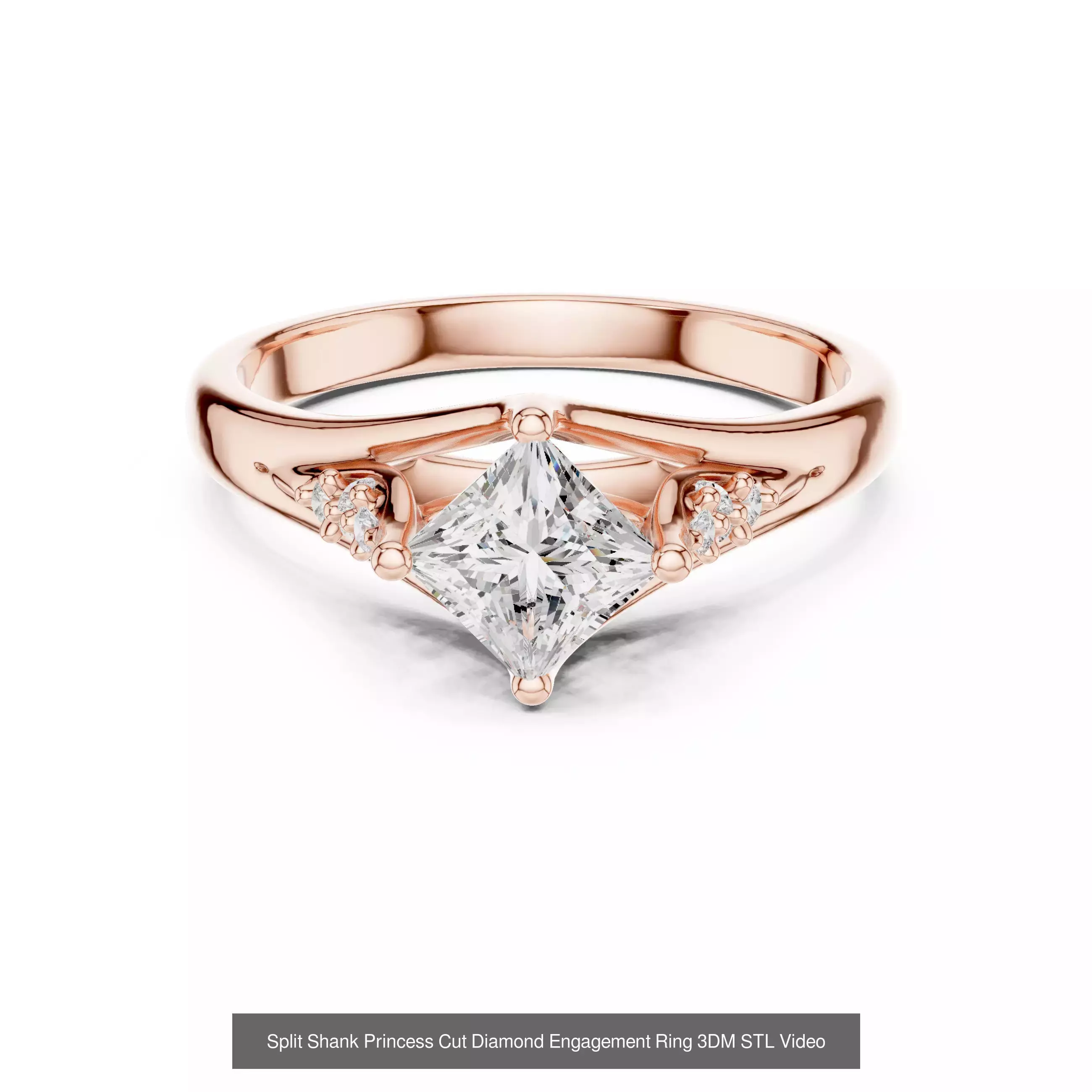 179 Princess Diamond Rings 3DM STL OBJ FBX 3 Color Render Video 3D Model Collection_89