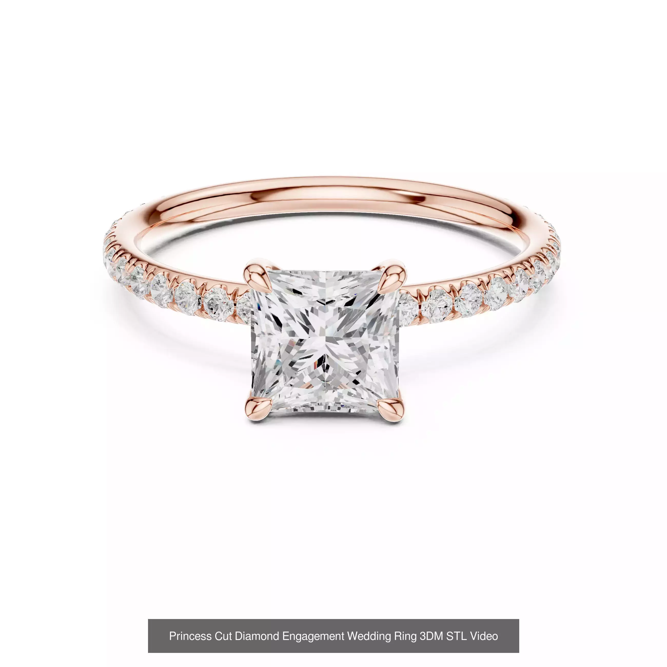 179 Princess Diamond Rings 3DM STL OBJ FBX 3 Color Render Video 3D Model Collection_193