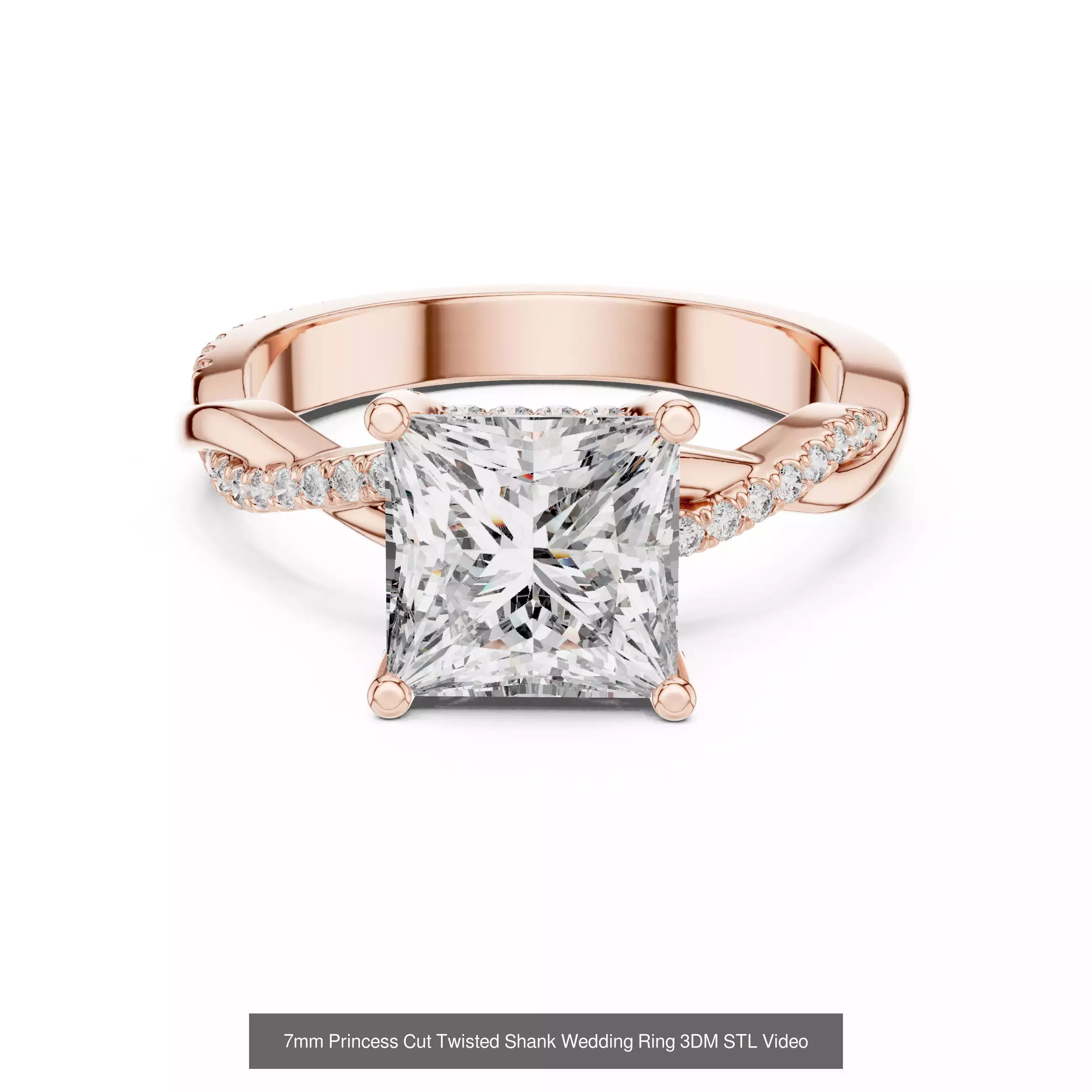 179 Princess Diamond Rings 3DM STL OBJ FBX 3 Color Render Video 3D Model Collection_70