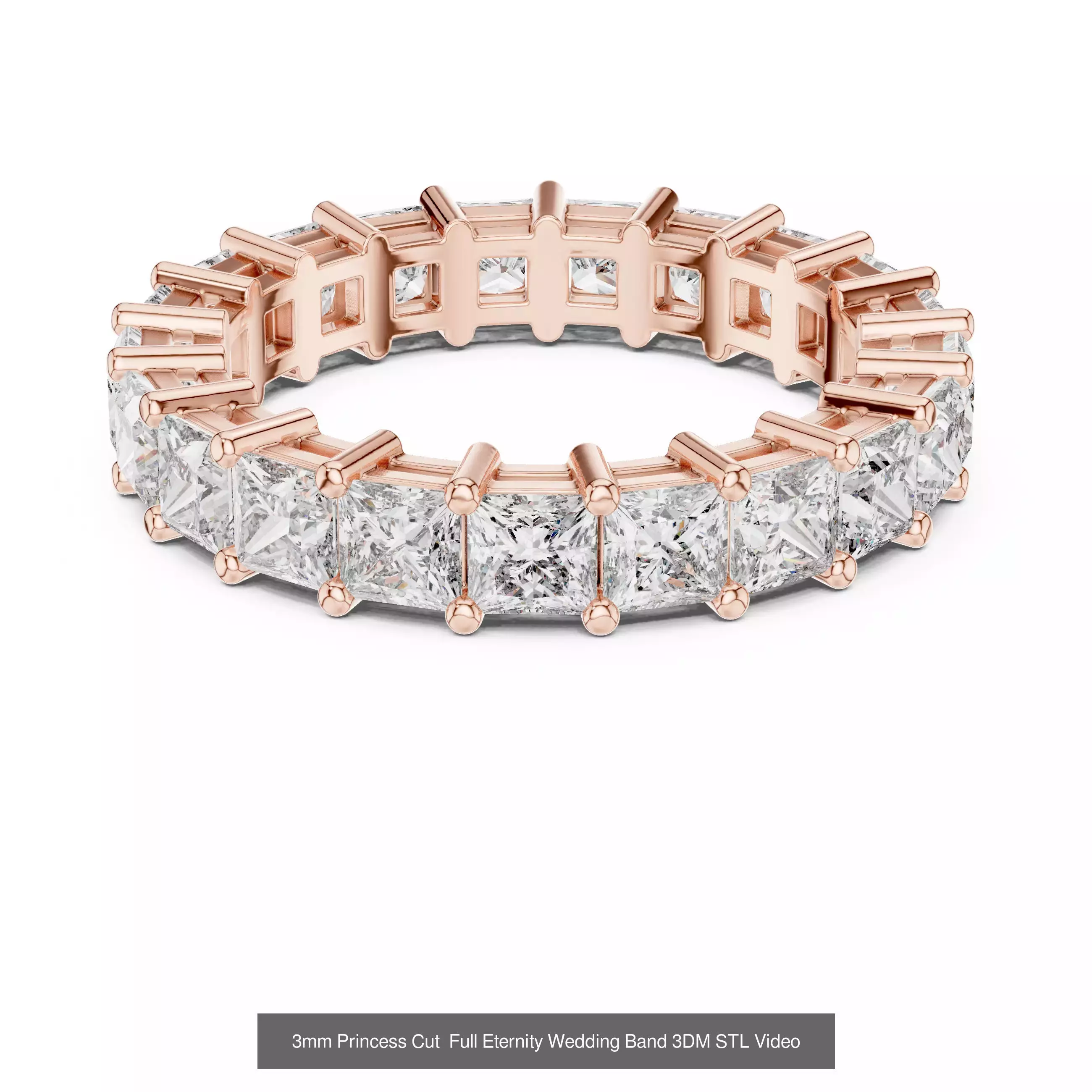 179 Princess Diamond Rings 3DM STL OBJ FBX 3 Color Render Video 3D Model Collection_73