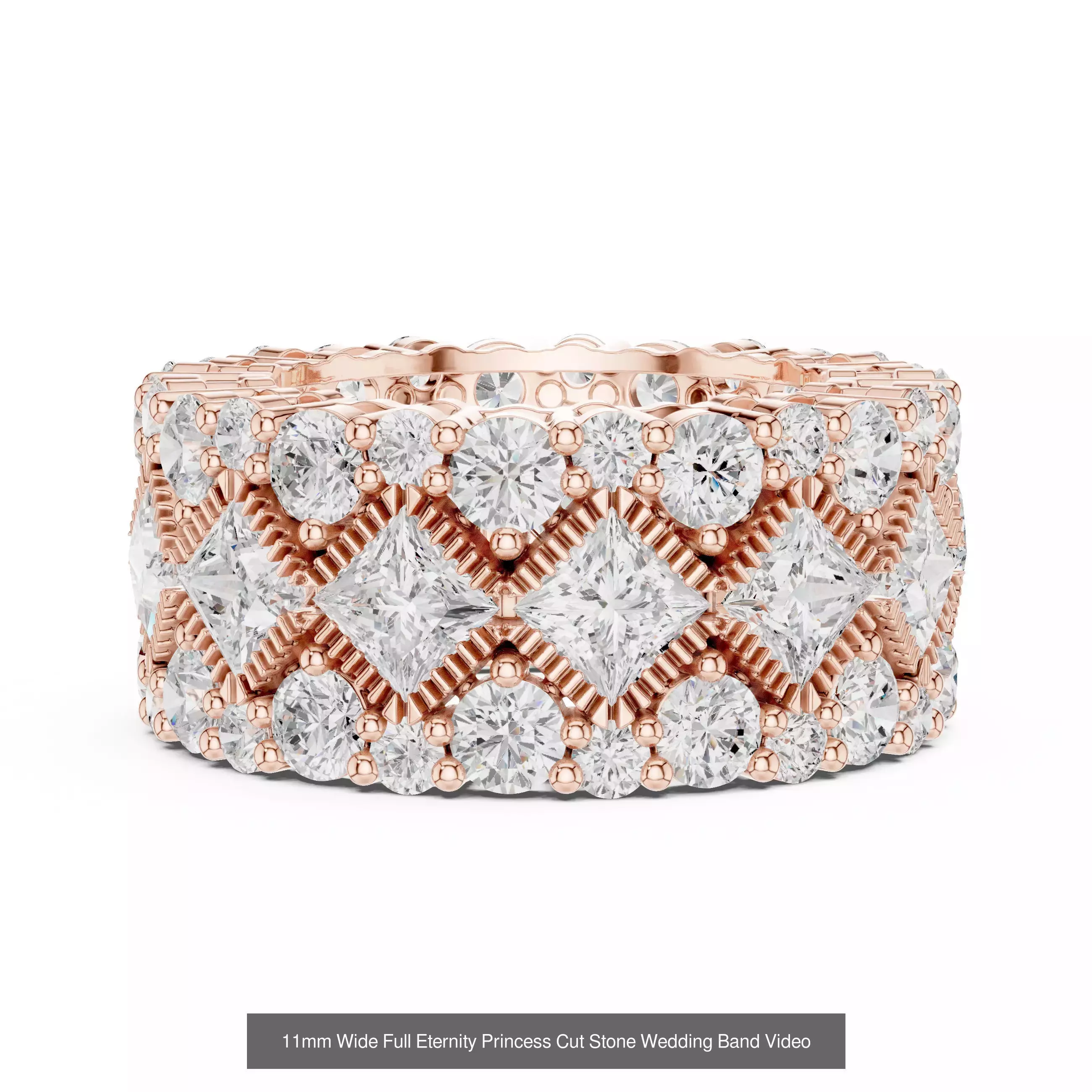 179 Princess Diamond Rings 3DM STL OBJ FBX 3 Color Render Video 3D Model Collection_56