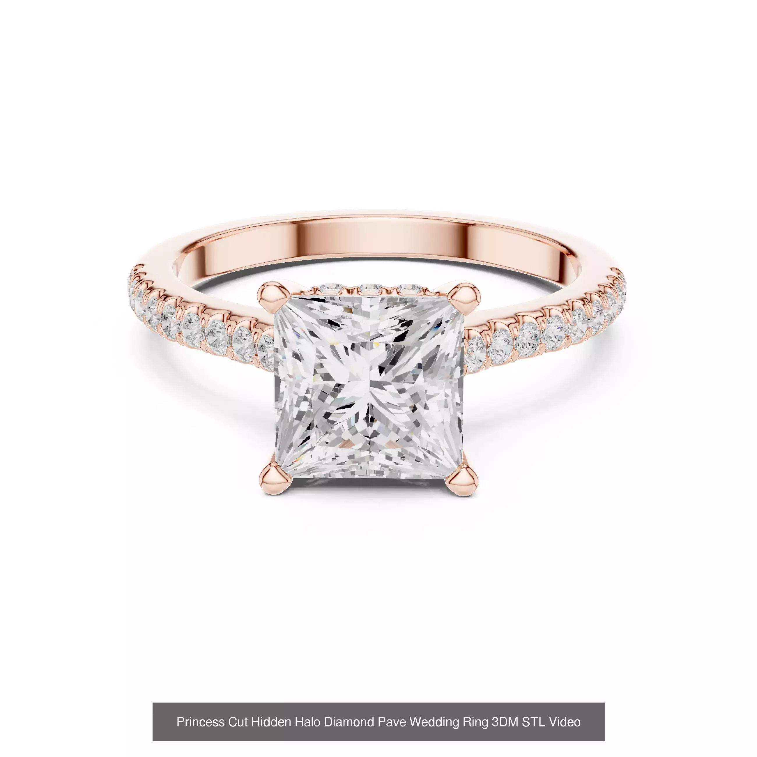 179 Princess Diamond Rings 3DM STL OBJ FBX 3 Color Render Video 3D Model Collection_174