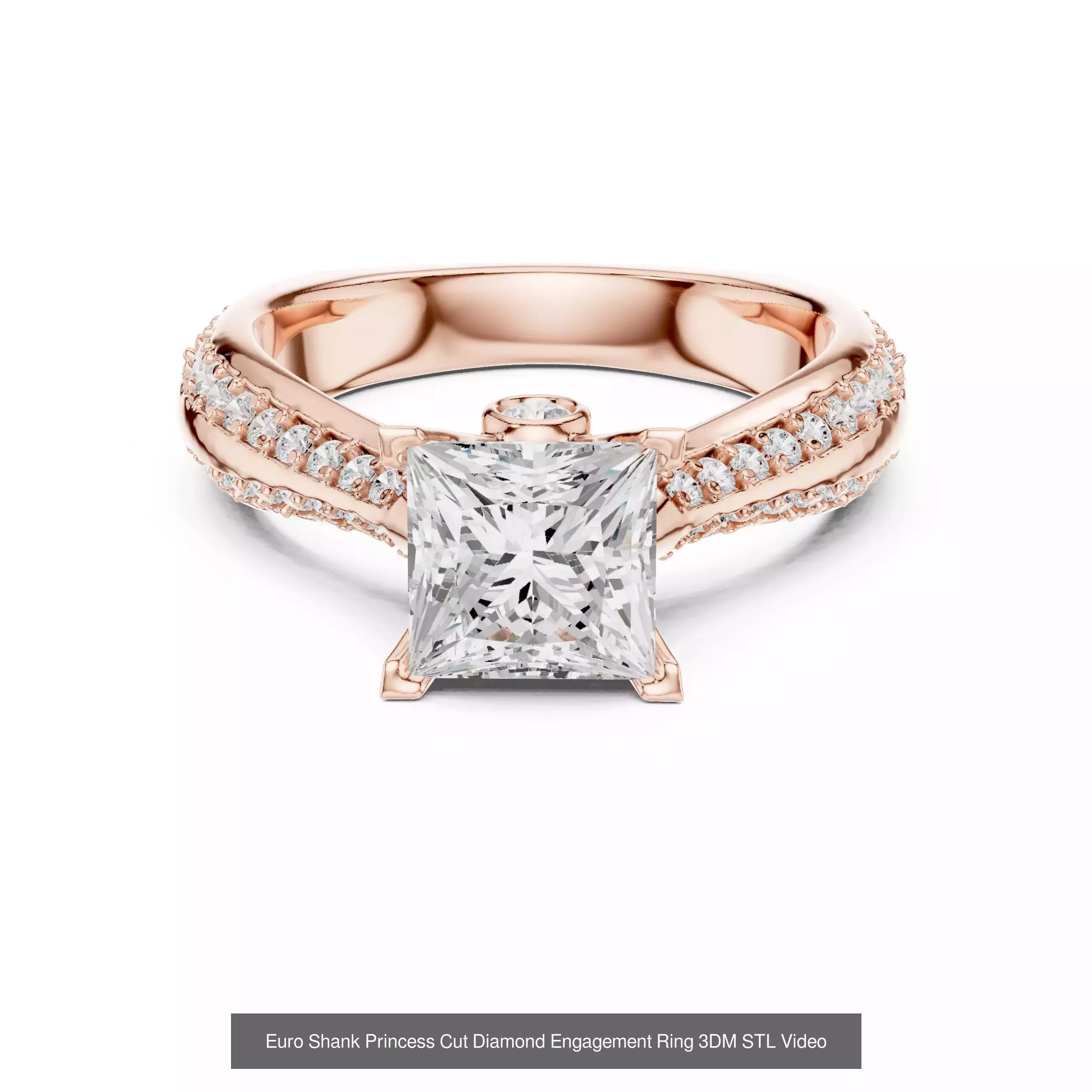 179 Princess Diamond Rings 3DM STL OBJ FBX 3 Color Render Video 3D Model Collection_142