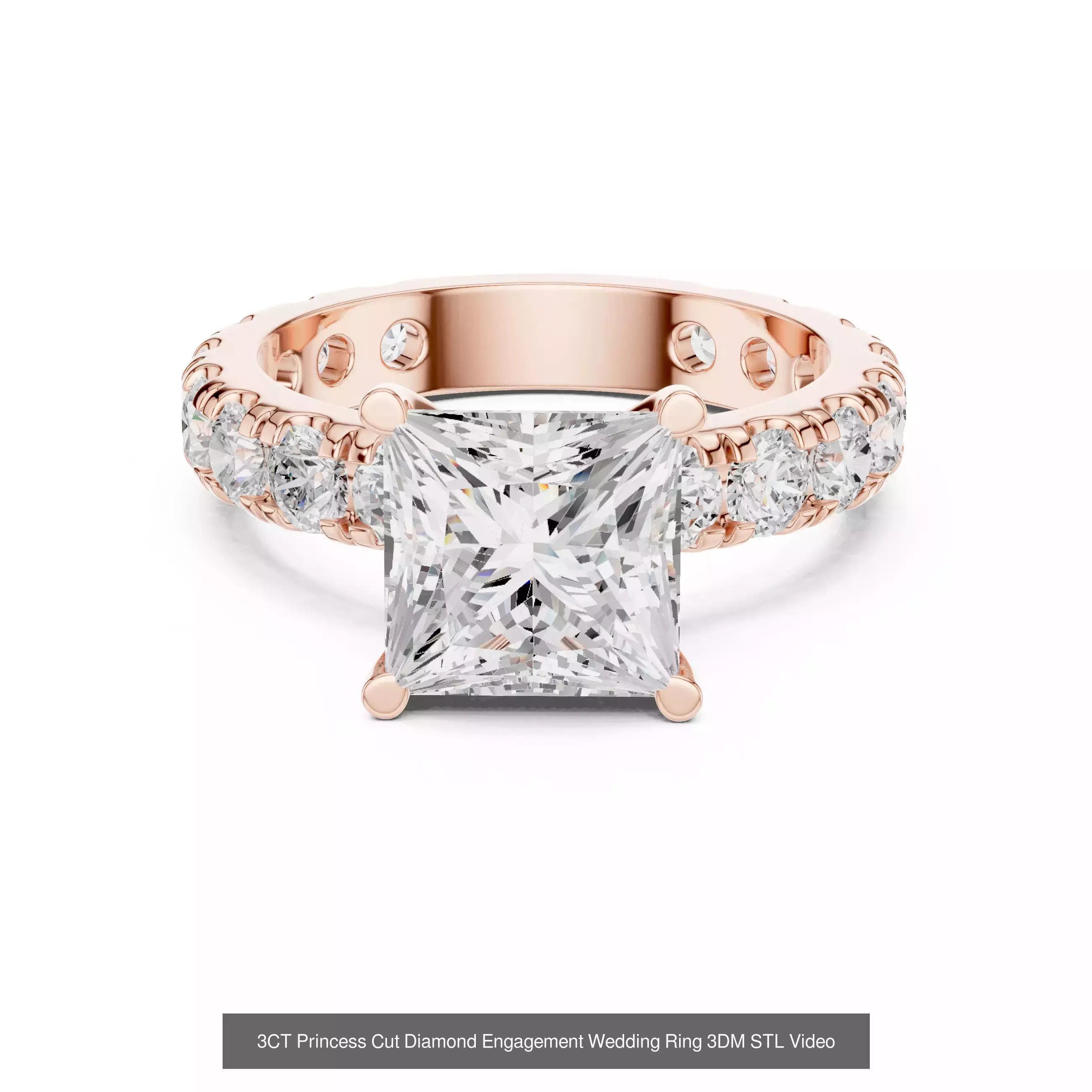 179 Princess Diamond Rings 3DM STL OBJ FBX 3 Color Render Video 3D Model Collection_33