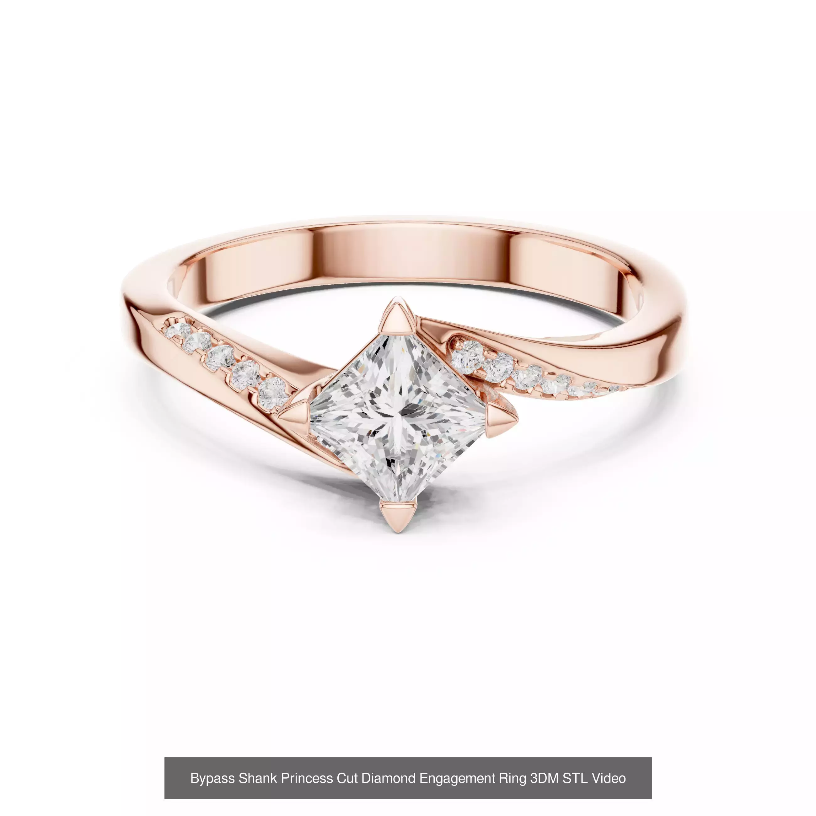 179 Princess Diamond Rings 3DM STL OBJ FBX 3 Color Render Video 3D Model Collection_90