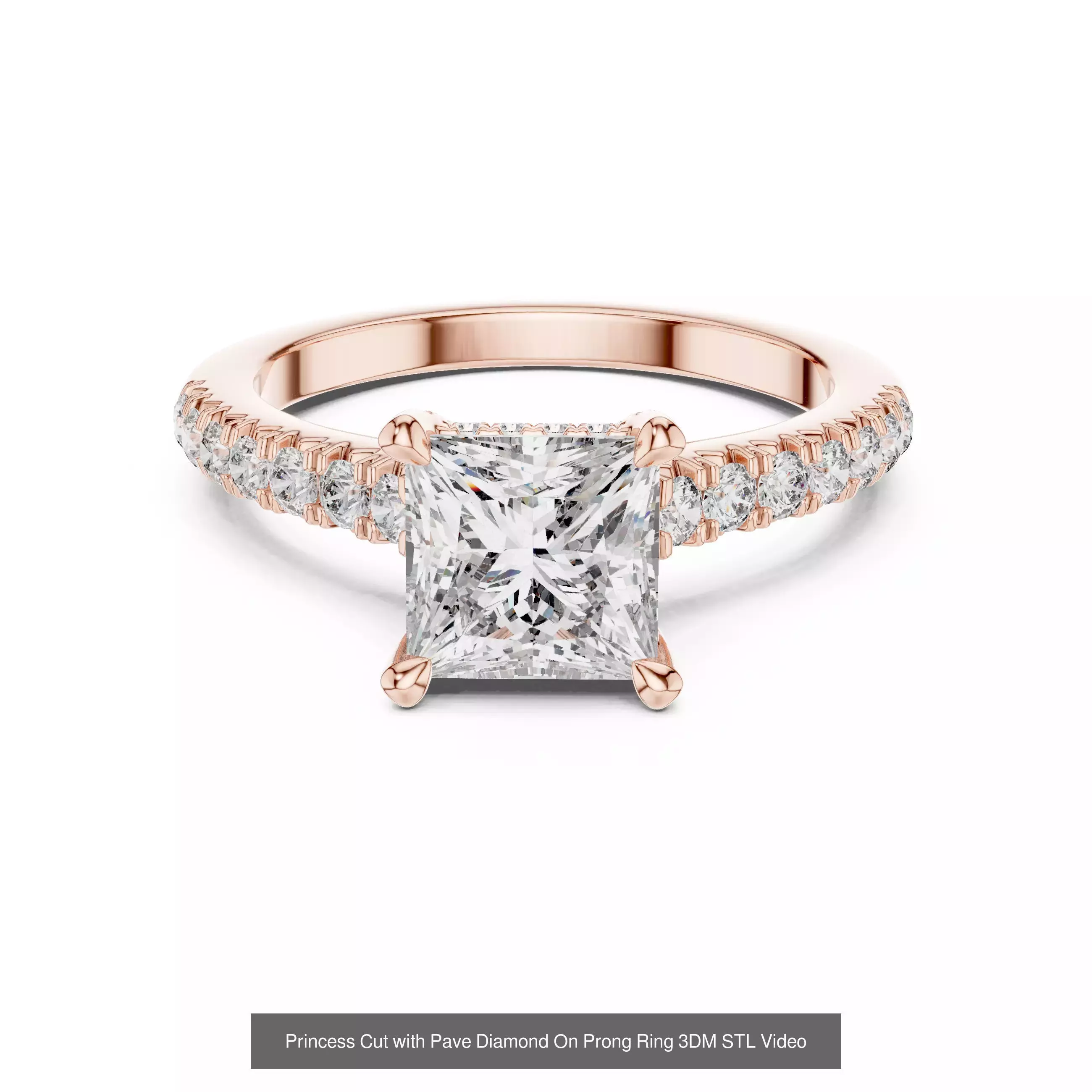 179 Princess Diamond Rings 3DM STL OBJ FBX 3 Color Render Video 3D Model Collection_71