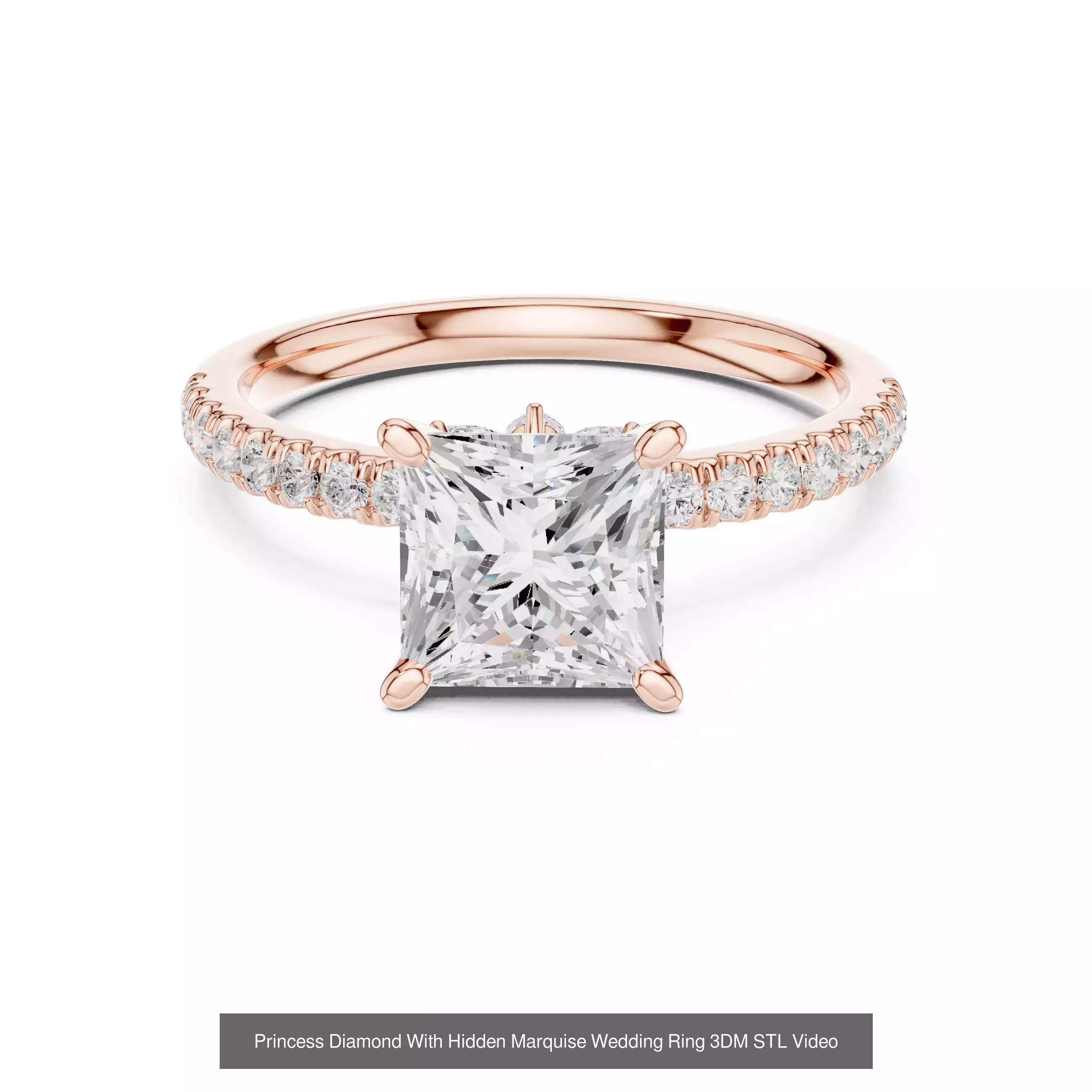 179 Princess Diamond Rings 3DM STL OBJ FBX 3 Color Render Video 3D Model Collection_167