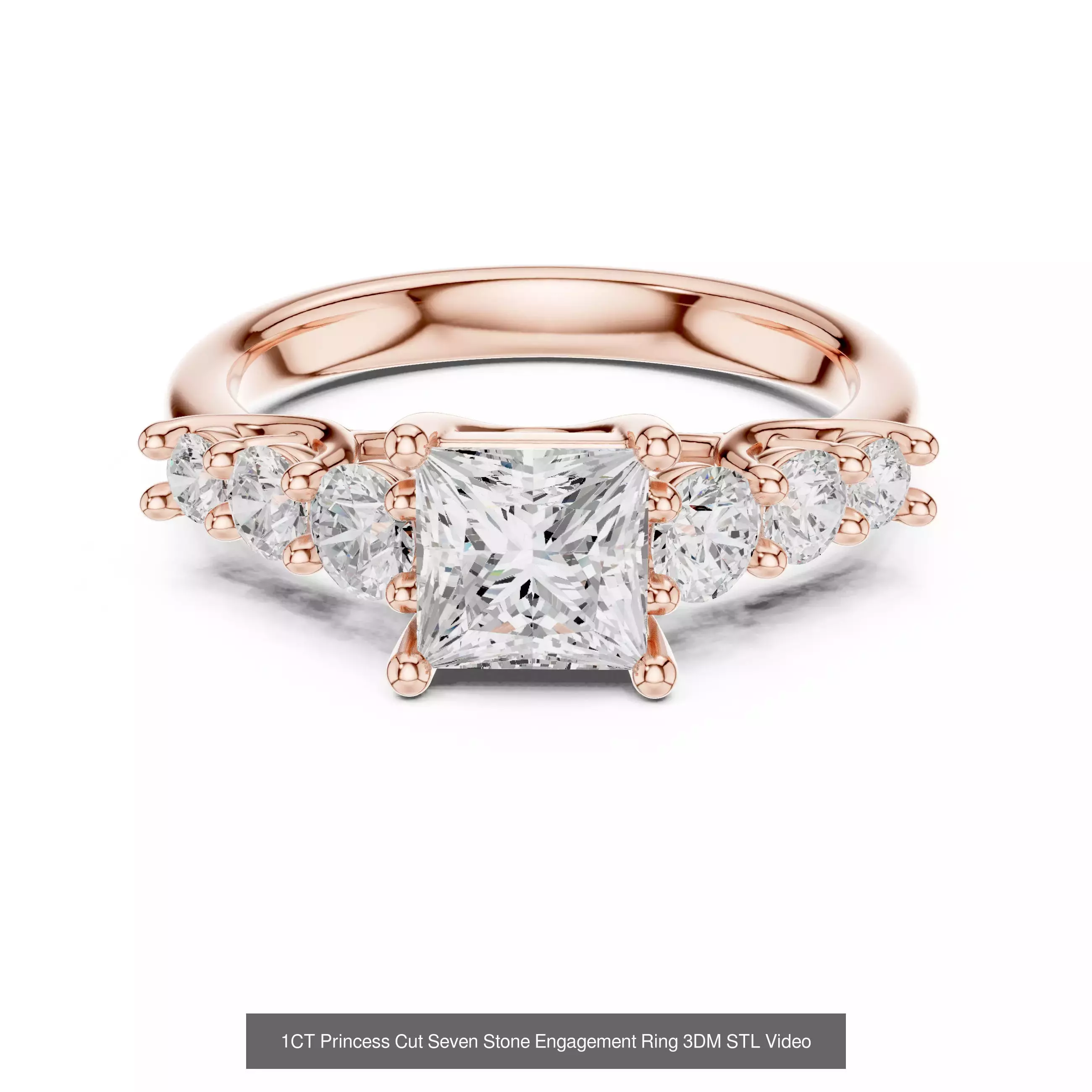 179 Princess Diamond Rings 3DM STL OBJ FBX 3 Color Render Video 3D Model Collection_43