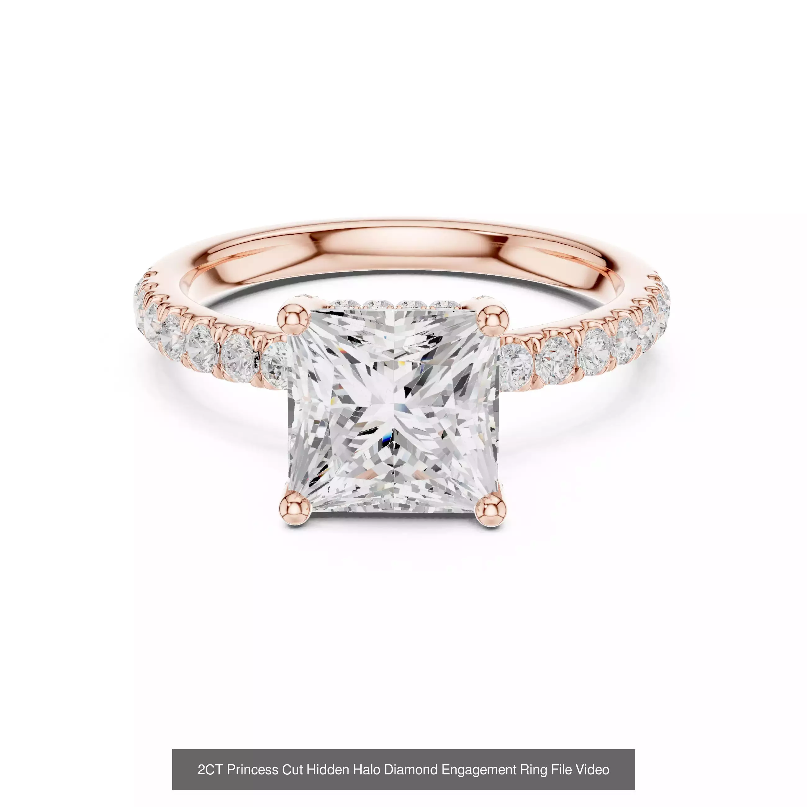 179 Princess Diamond Rings 3DM STL OBJ FBX 3 Color Render Video 3D Model Collection_164