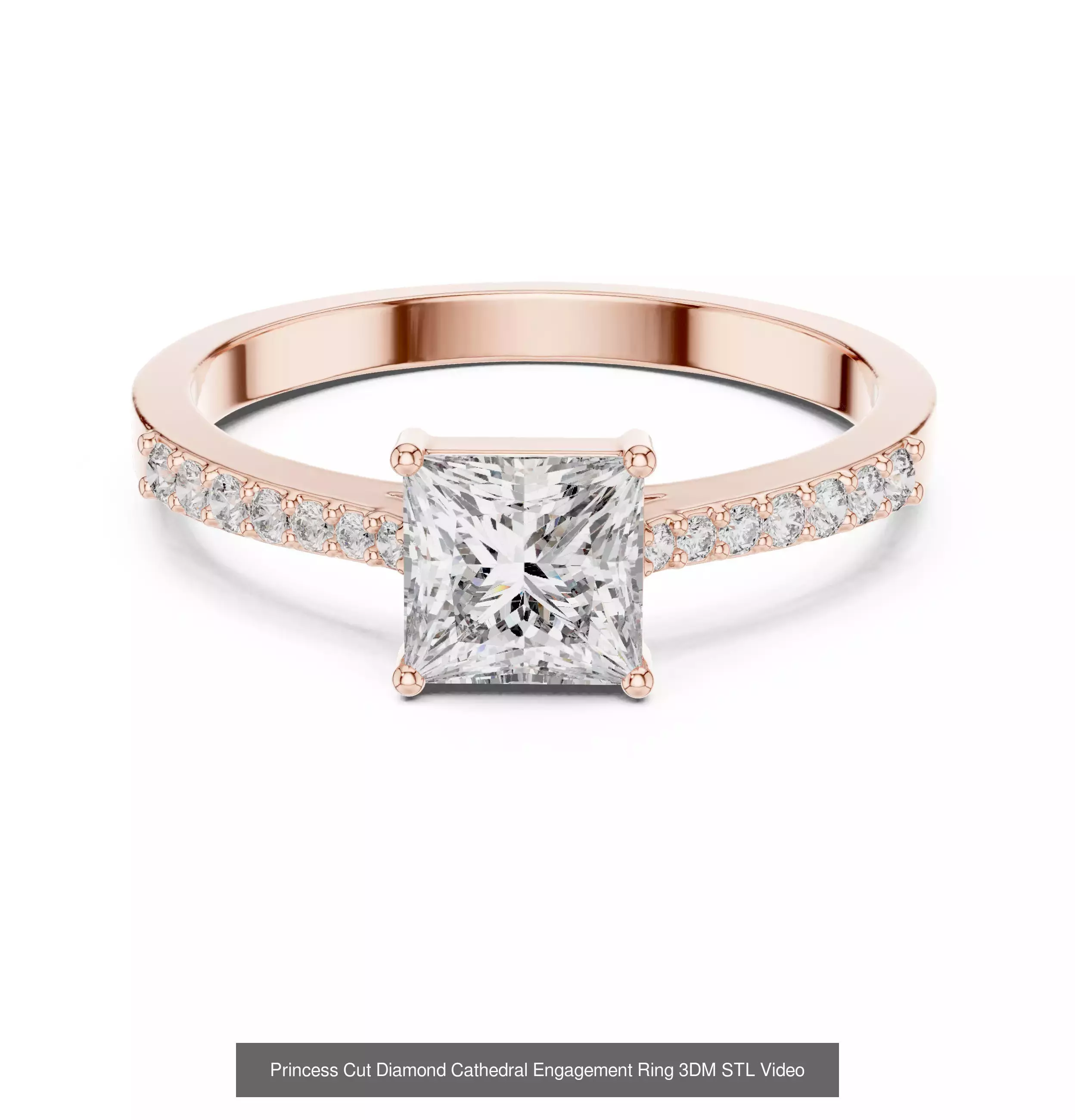 179 Princess Diamond Rings 3DM STL OBJ FBX 3 Color Render Video 3D Model Collection_47