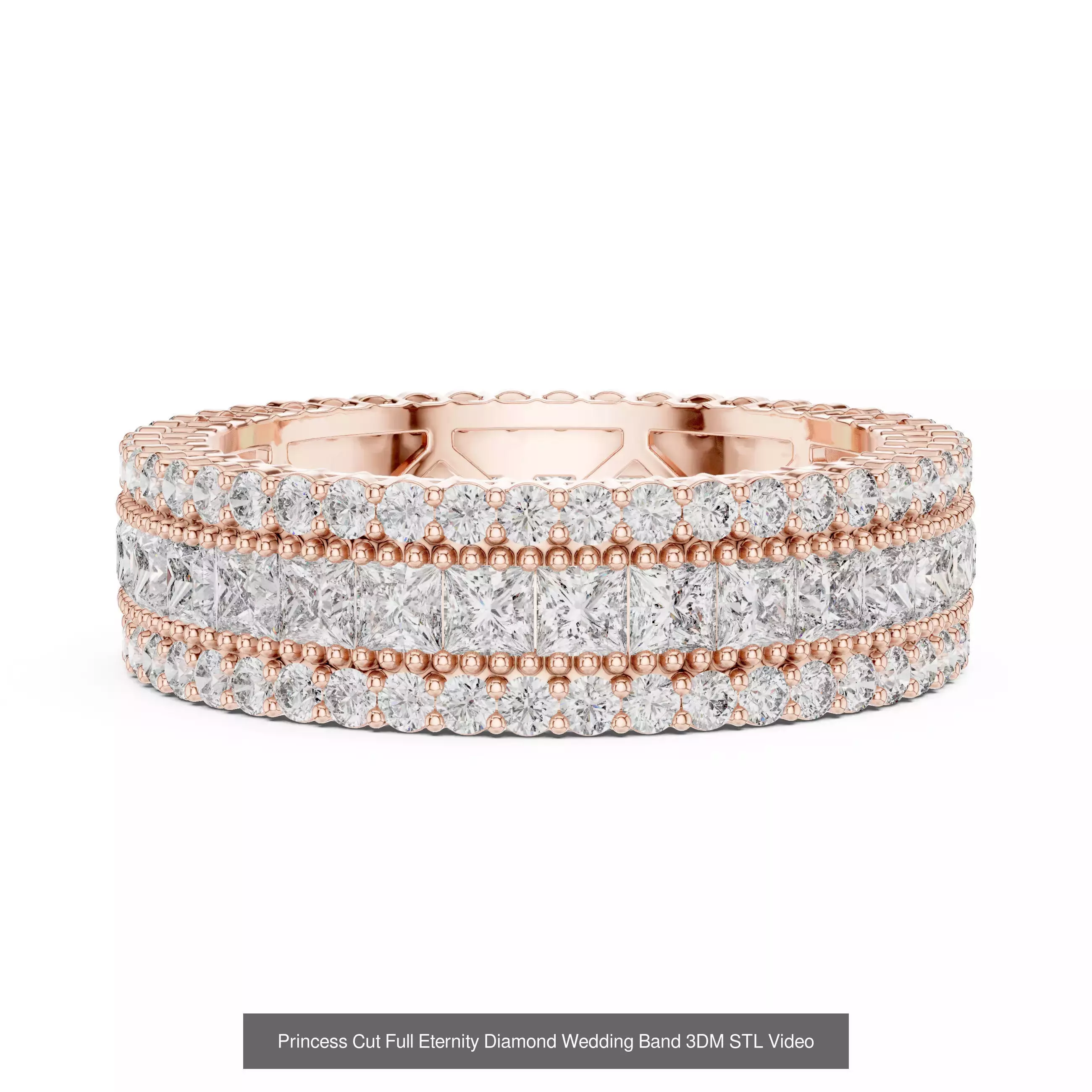 179 Princess Diamond Rings 3DM STL OBJ FBX 3 Color Render Video 3D Model Collection_74