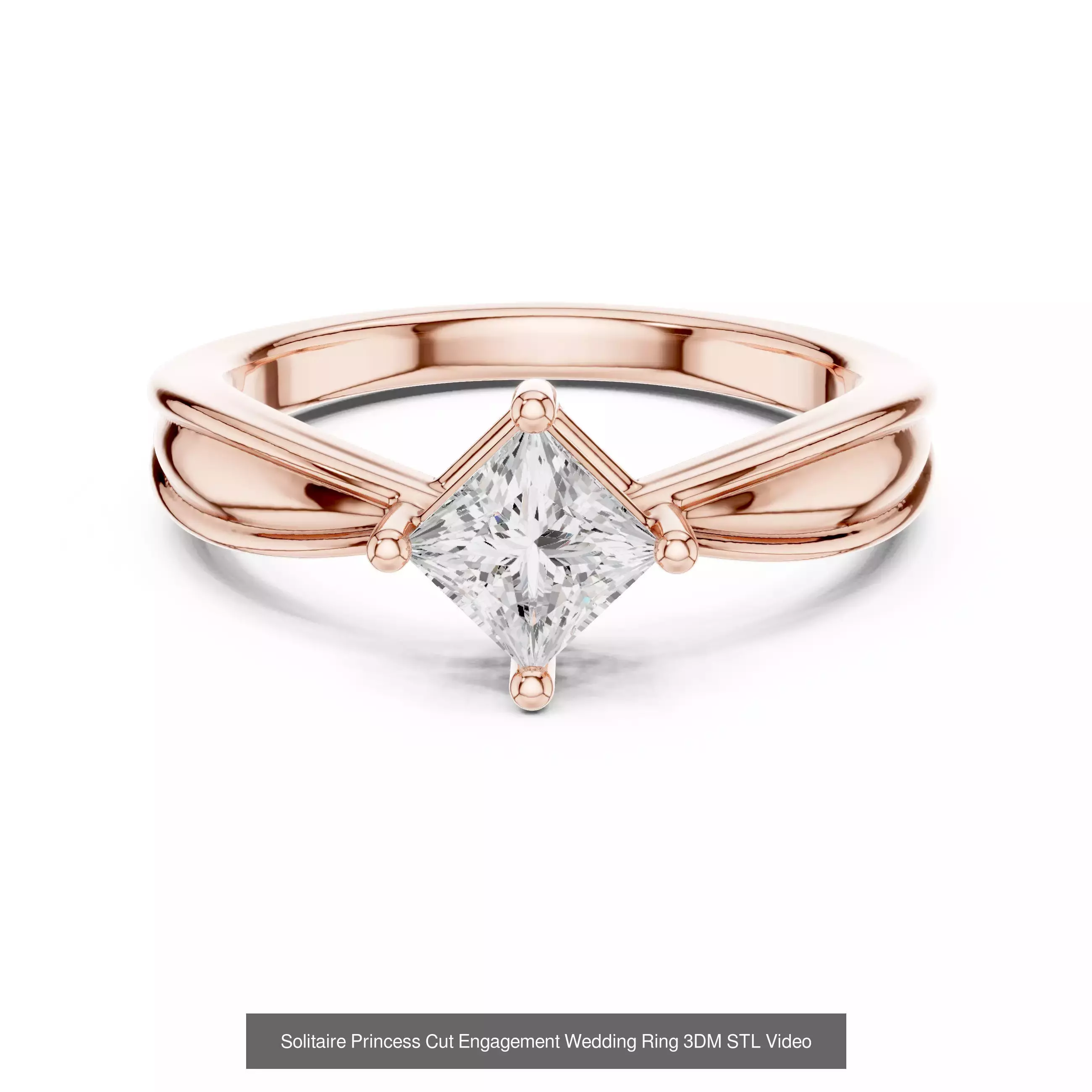 179 Princess Diamond Rings 3DM STL OBJ FBX 3 Color Render Video 3D Model Collection_99