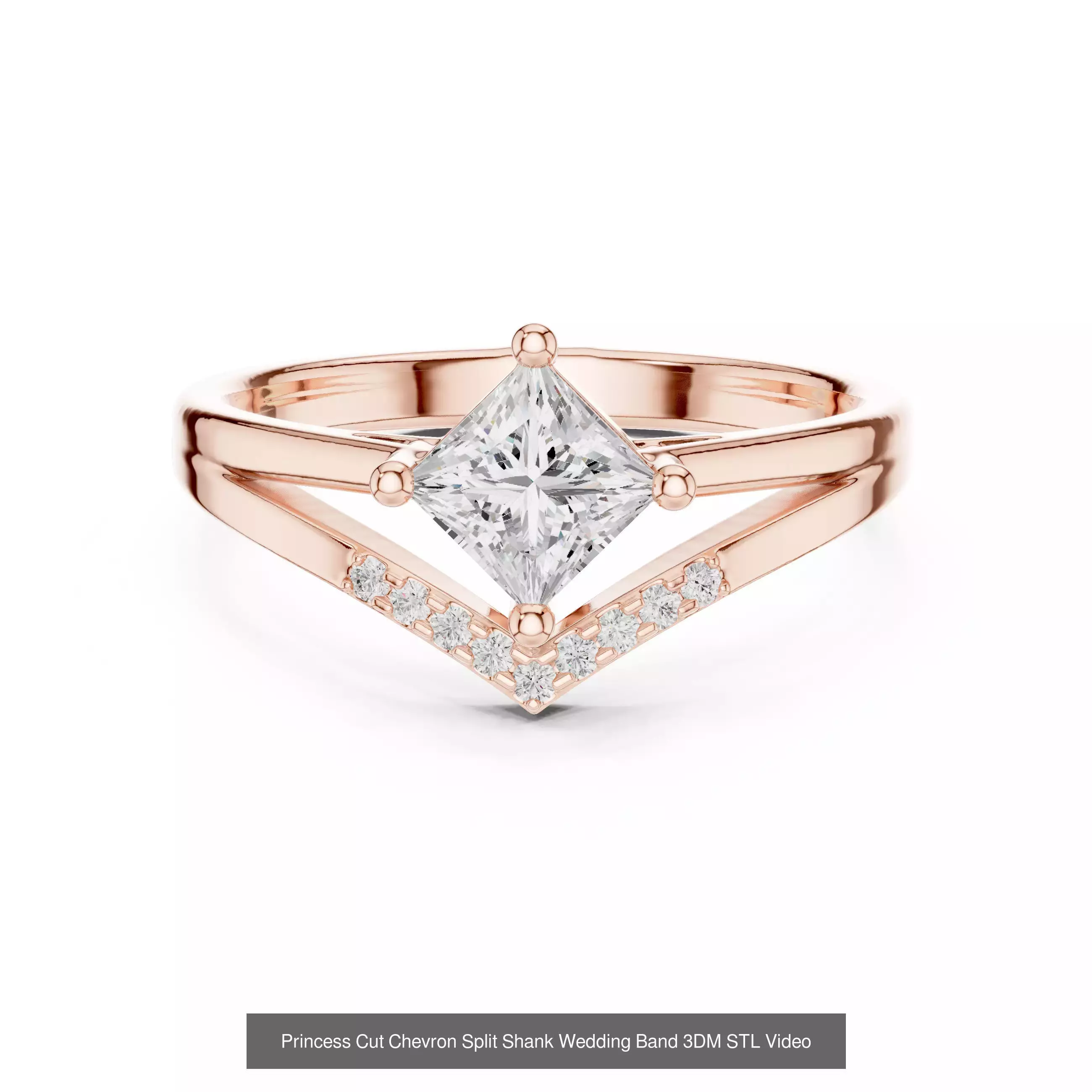 179 Princess Diamond Rings 3DM STL OBJ FBX 3 Color Render Video 3D Model Collection_78