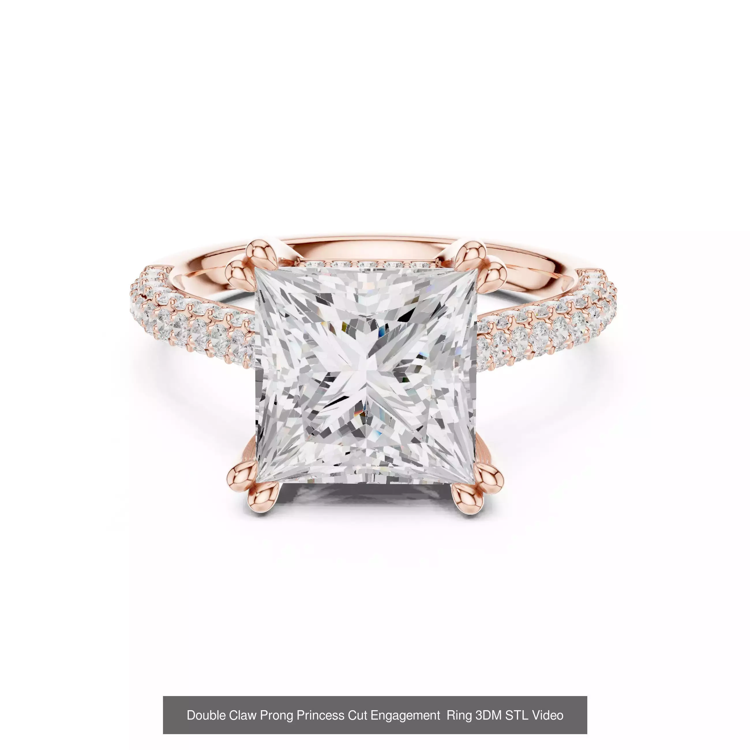 179 Princess Diamond Rings 3DM STL OBJ FBX 3 Color Render Video 3D Model Collection_153