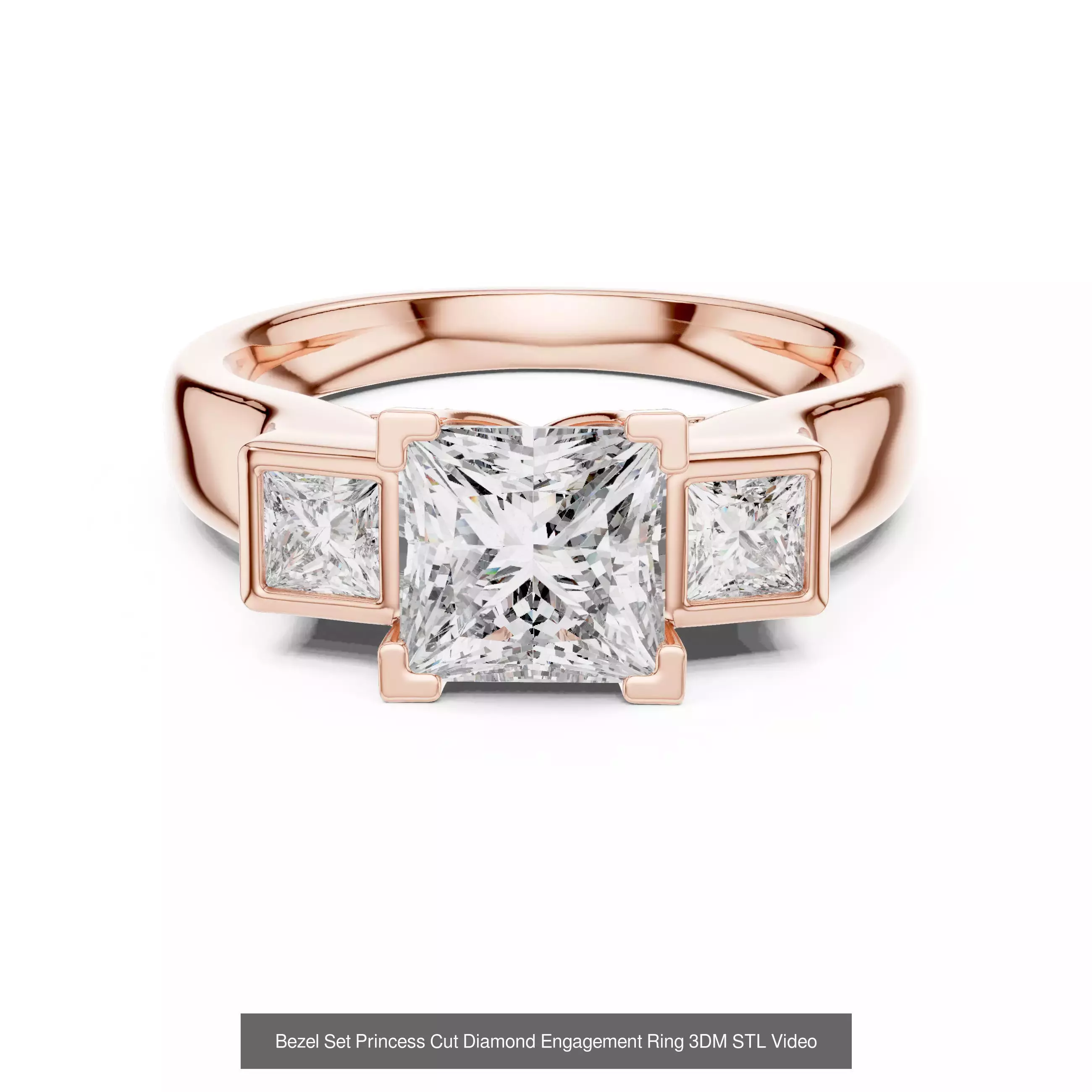 179 Princess Diamond Rings 3DM STL OBJ FBX 3 Color Render Video 3D Model Collection_72