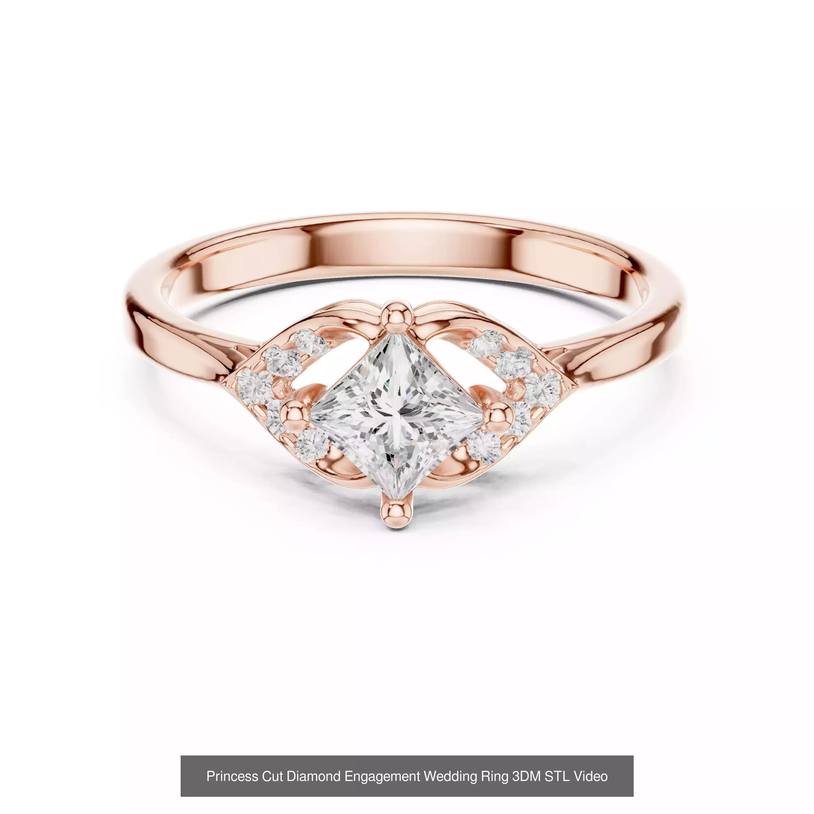 179 Princess Diamond Rings 3DM STL OBJ FBX 3 Color Render Video 3D Model Collection_94