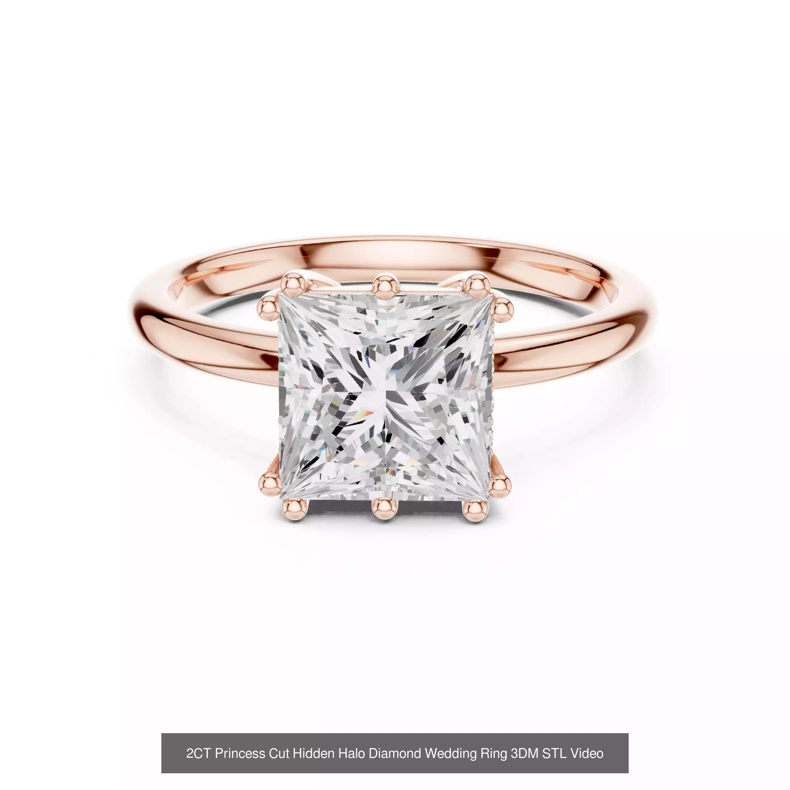 179 Princess Diamond Rings 3DM STL OBJ FBX 3 Color Render Video 3D Model Collection_149