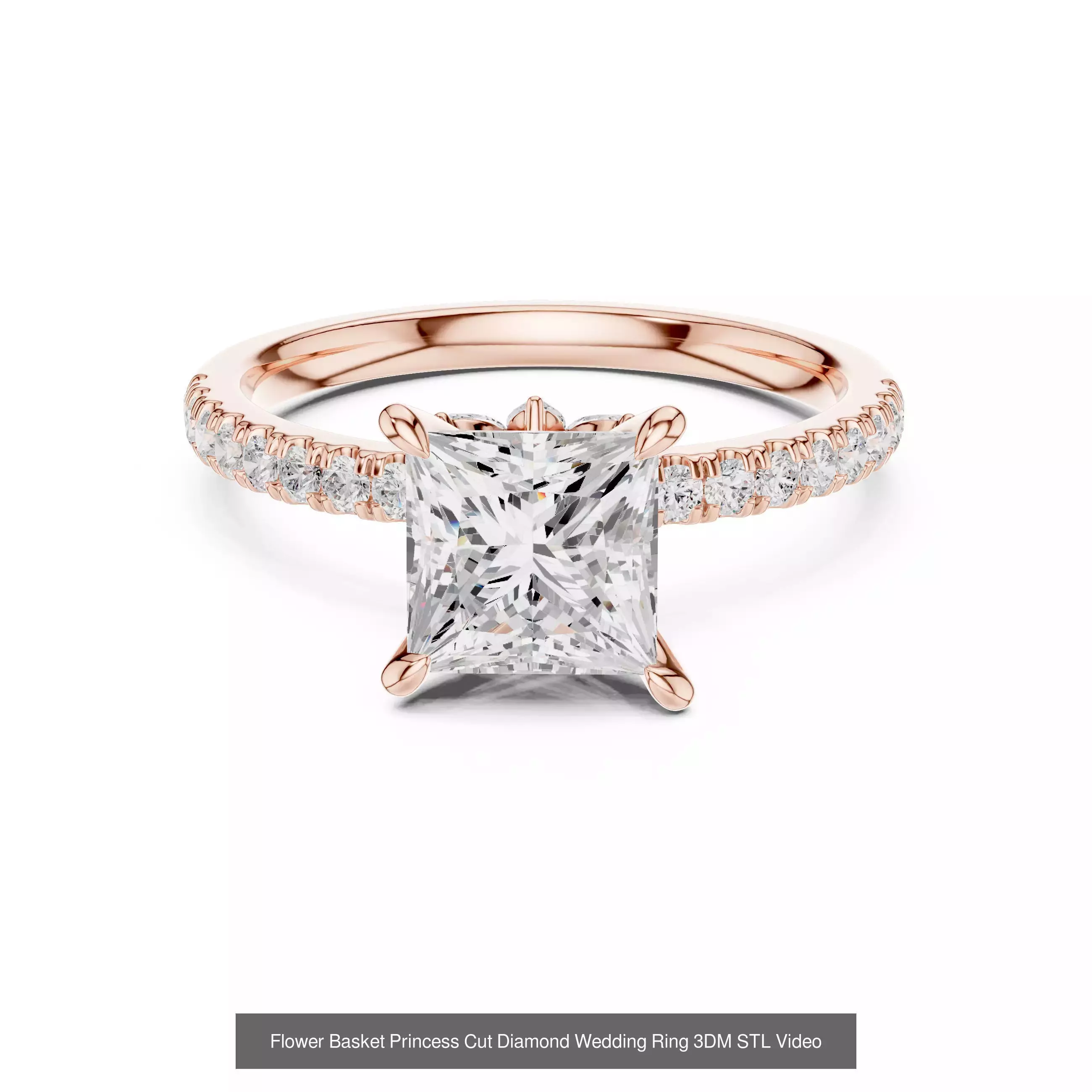 179 Princess Diamond Rings 3DM STL OBJ FBX 3 Color Render Video 3D Model Collection_176