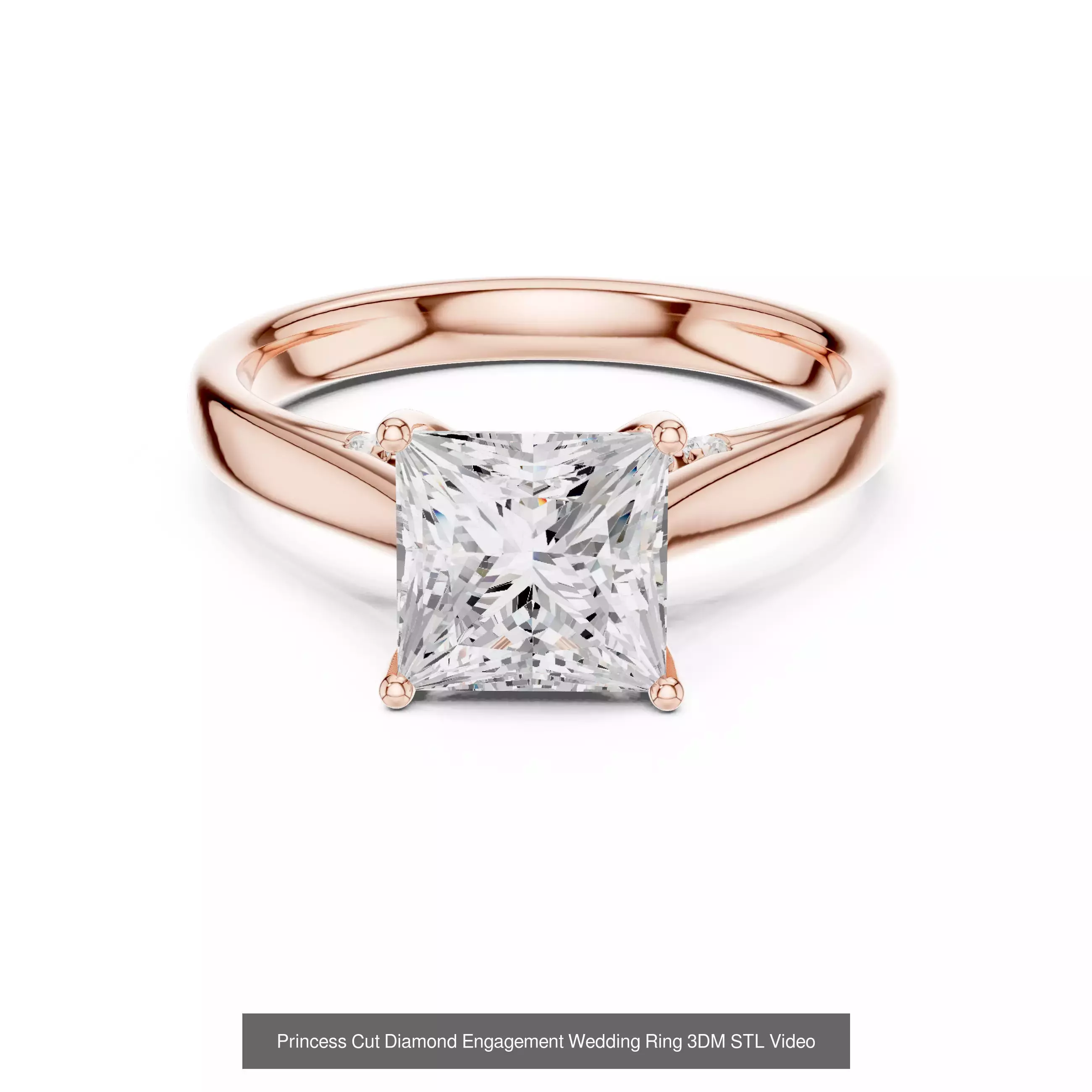 179 Princess Diamond Rings 3DM STL OBJ FBX 3 Color Render Video 3D Model Collection_195