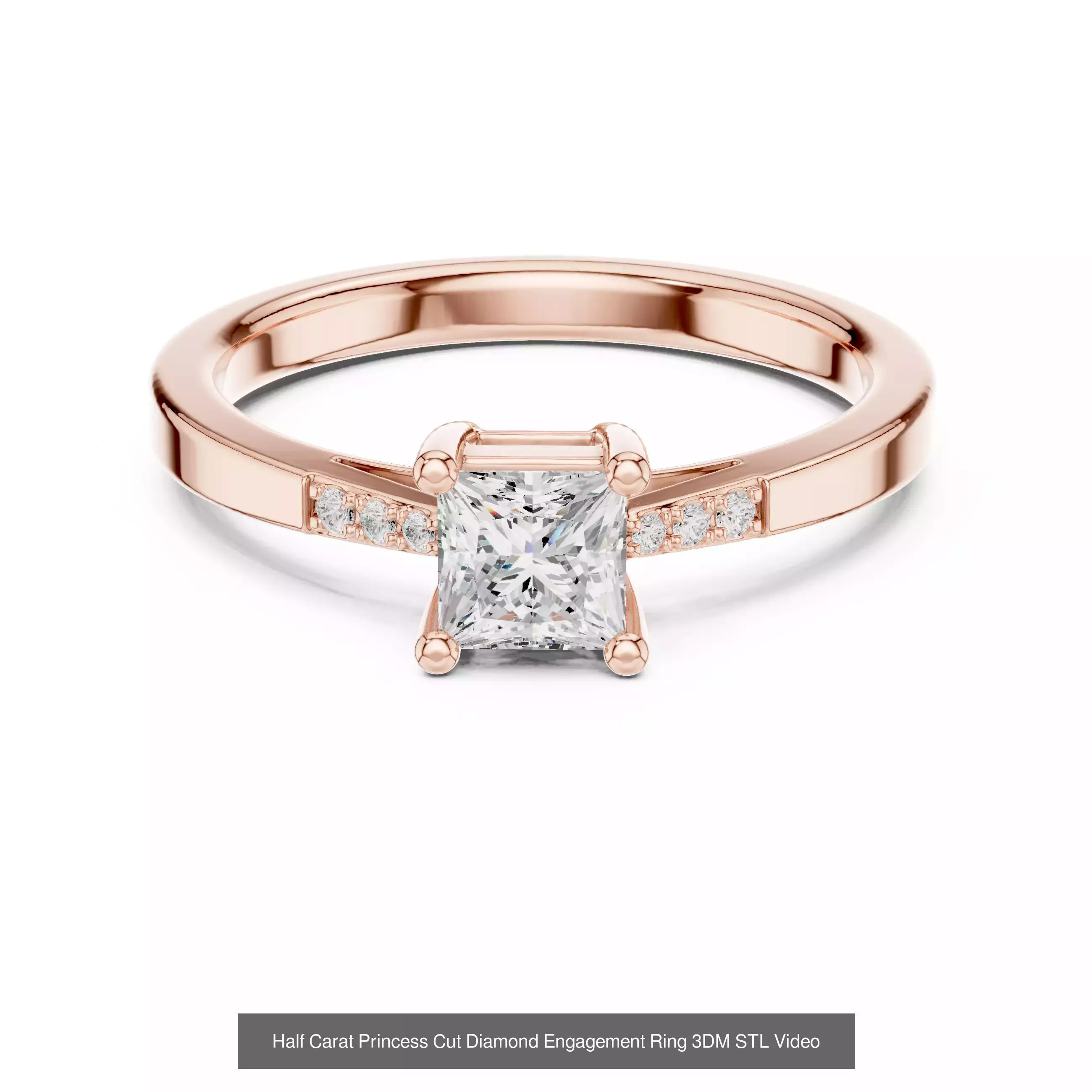 179 Princess Diamond Rings 3DM STL OBJ FBX 3 Color Render Video 3D Model Collection_86