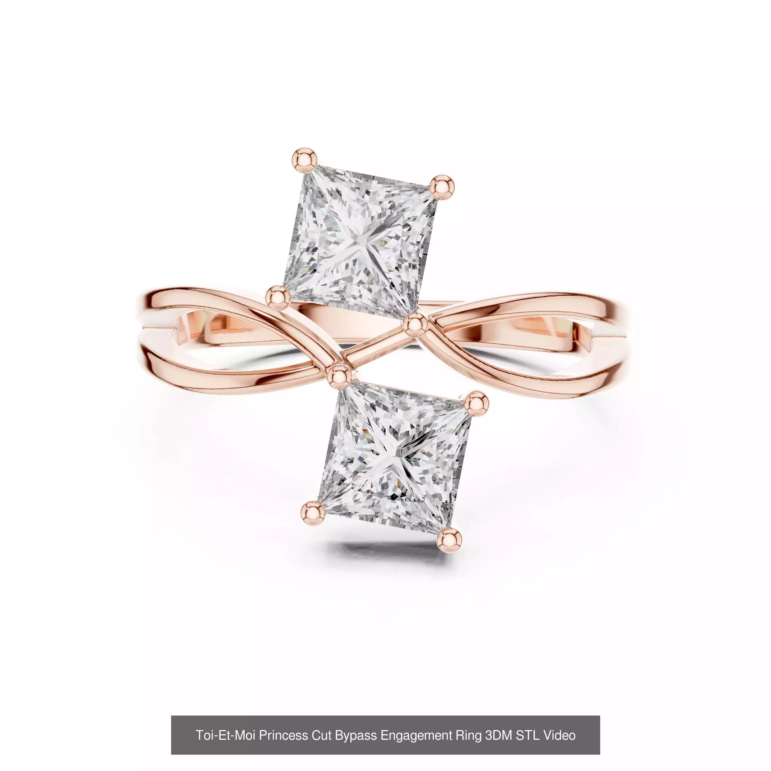 179 Princess Diamond Rings 3DM STL OBJ FBX 3 Color Render Video 3D Model Collection_28