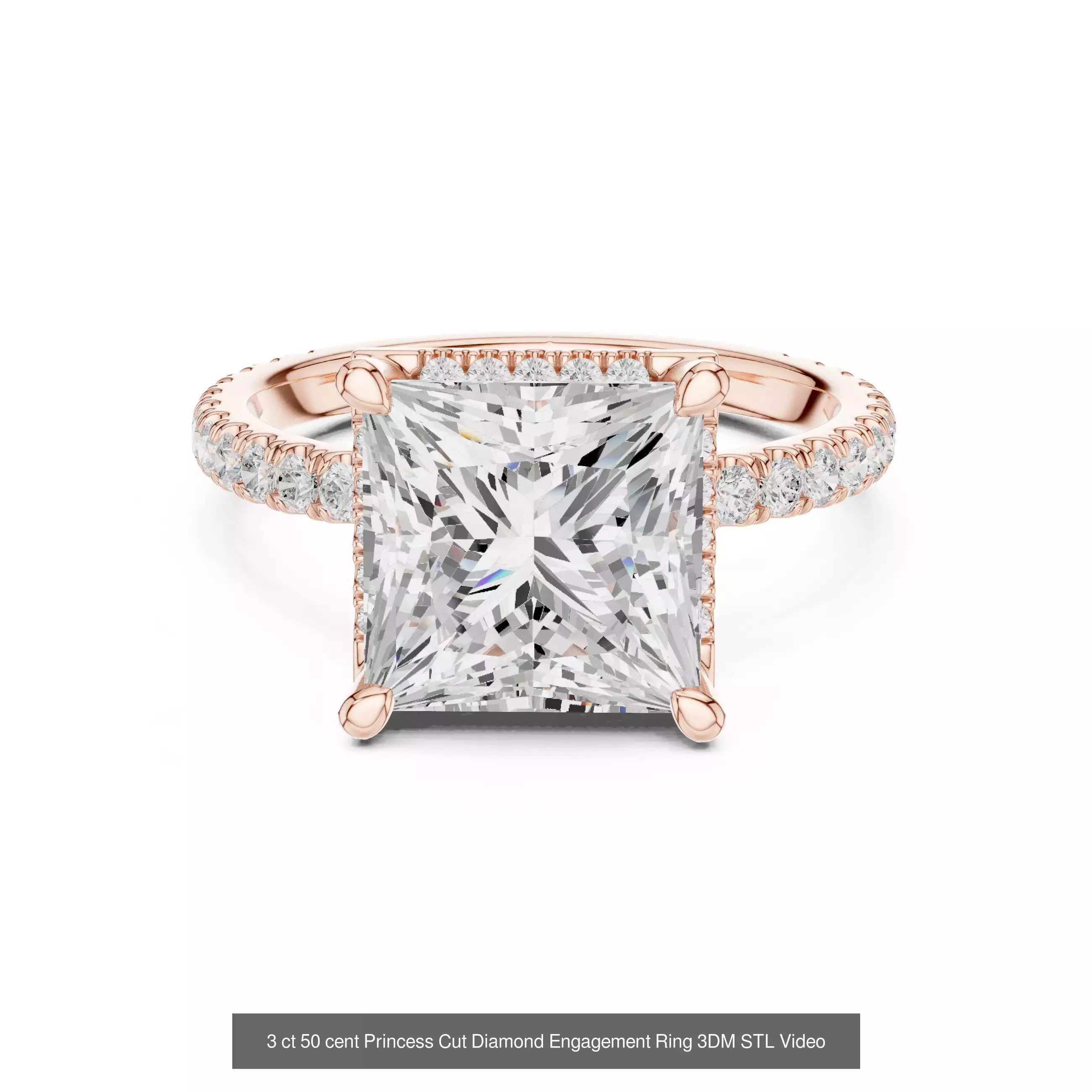 179 Princess Diamond Rings 3DM STL OBJ FBX 3 Color Render Video 3D Model Collection_123