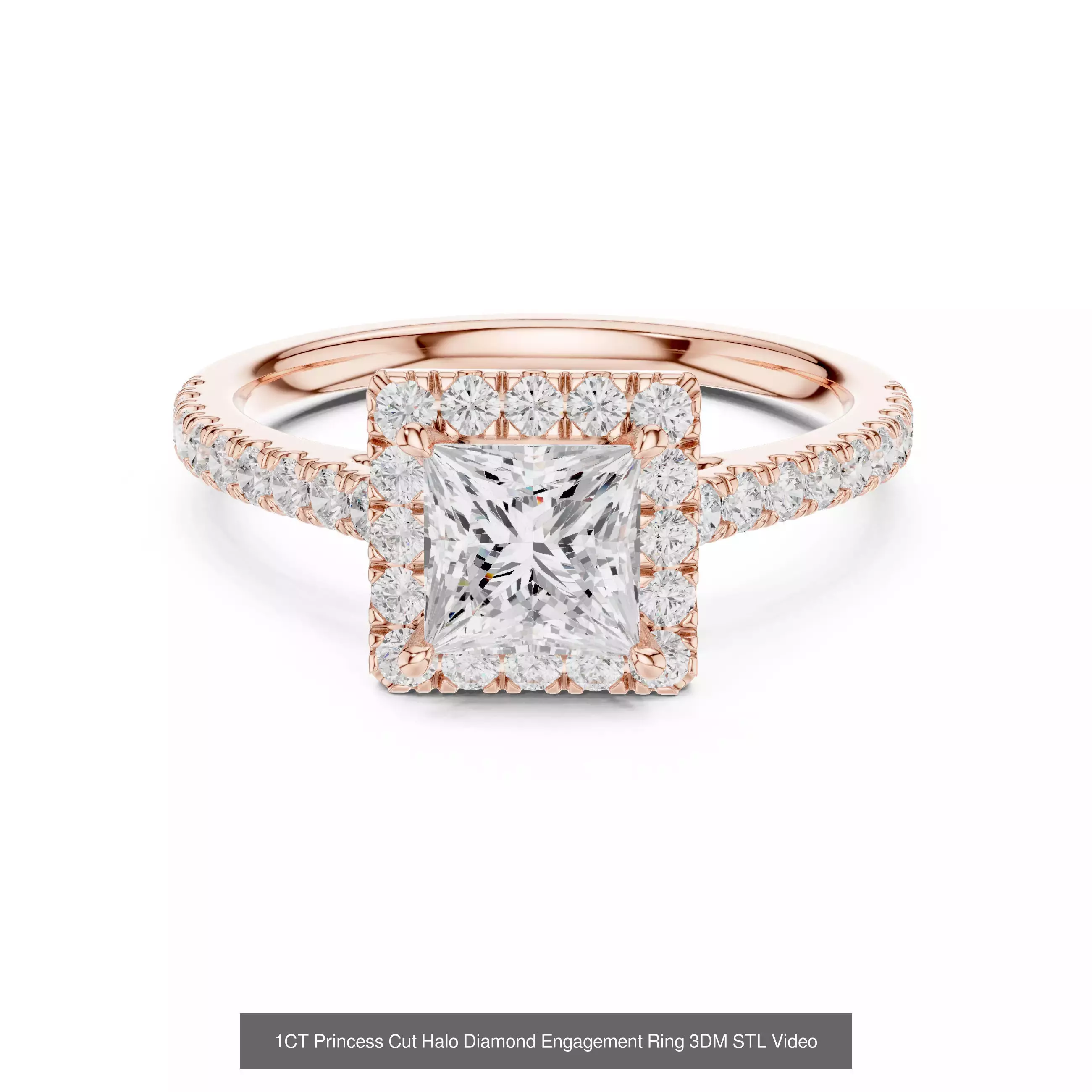 179 Princess Diamond Rings 3DM STL OBJ FBX 3 Color Render Video 3D Model Collection_115