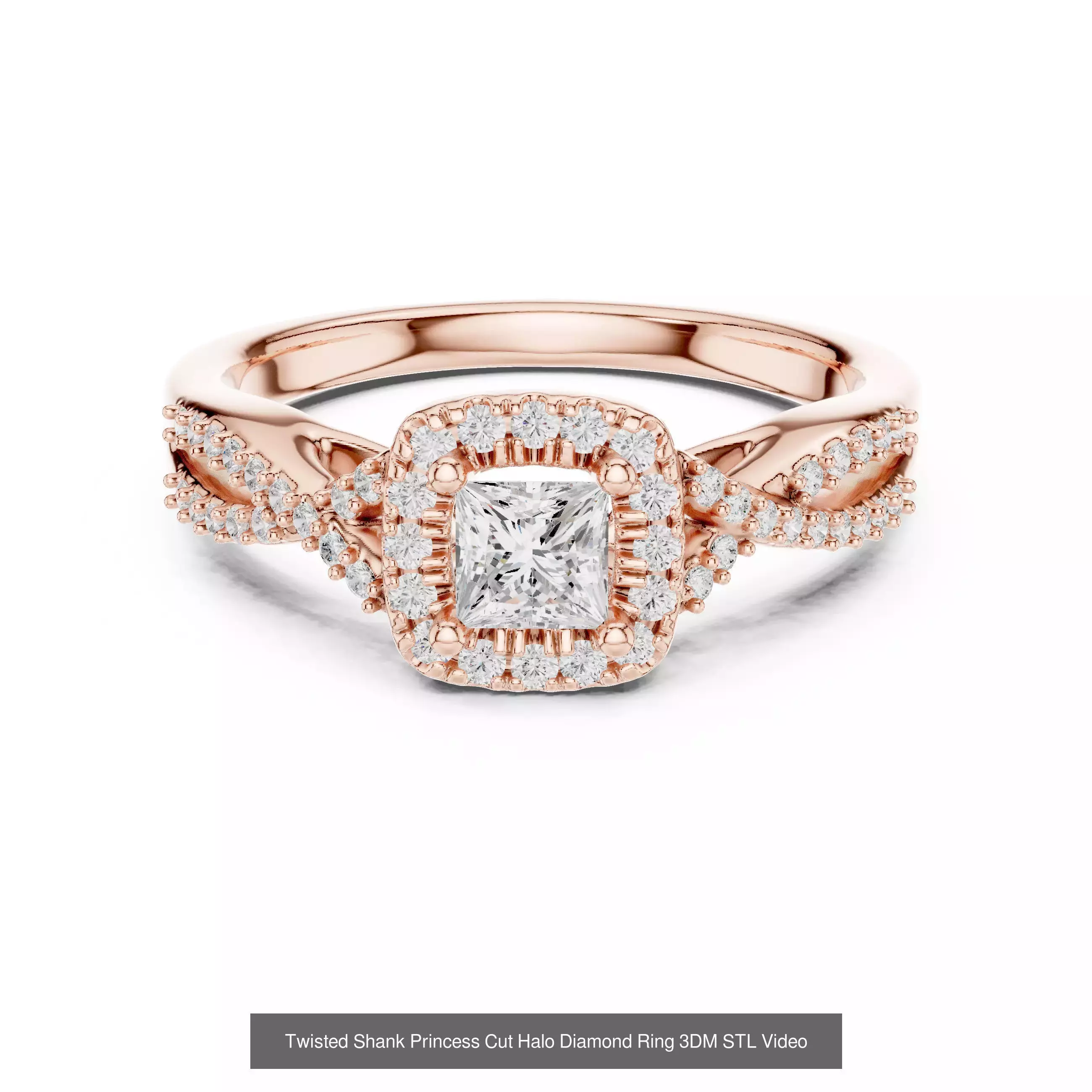 179 Princess Diamond Rings 3DM STL OBJ FBX 3 Color Render Video 3D Model Collection_141