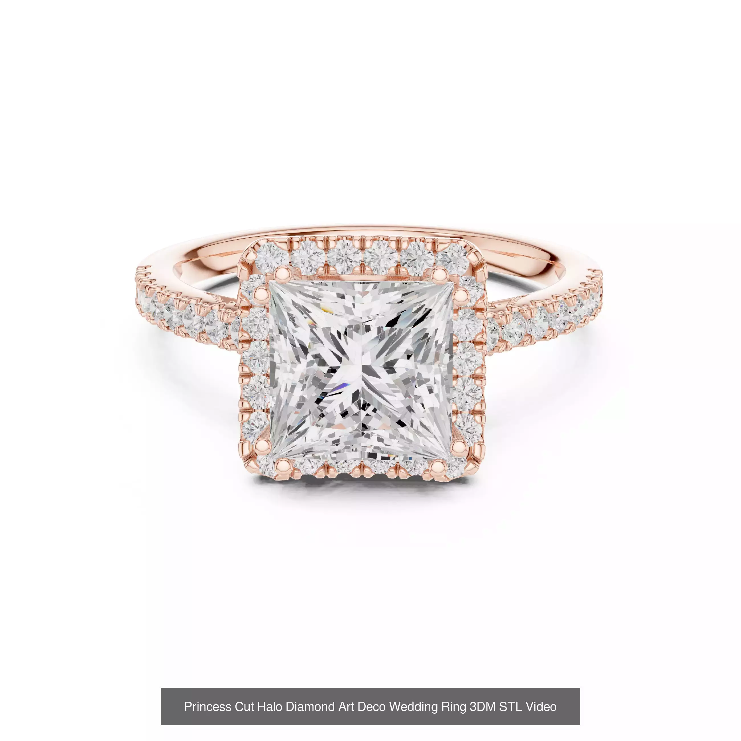 179 Princess Diamond Rings 3DM STL OBJ FBX 3 Color Render Video 3D Model Collection_150