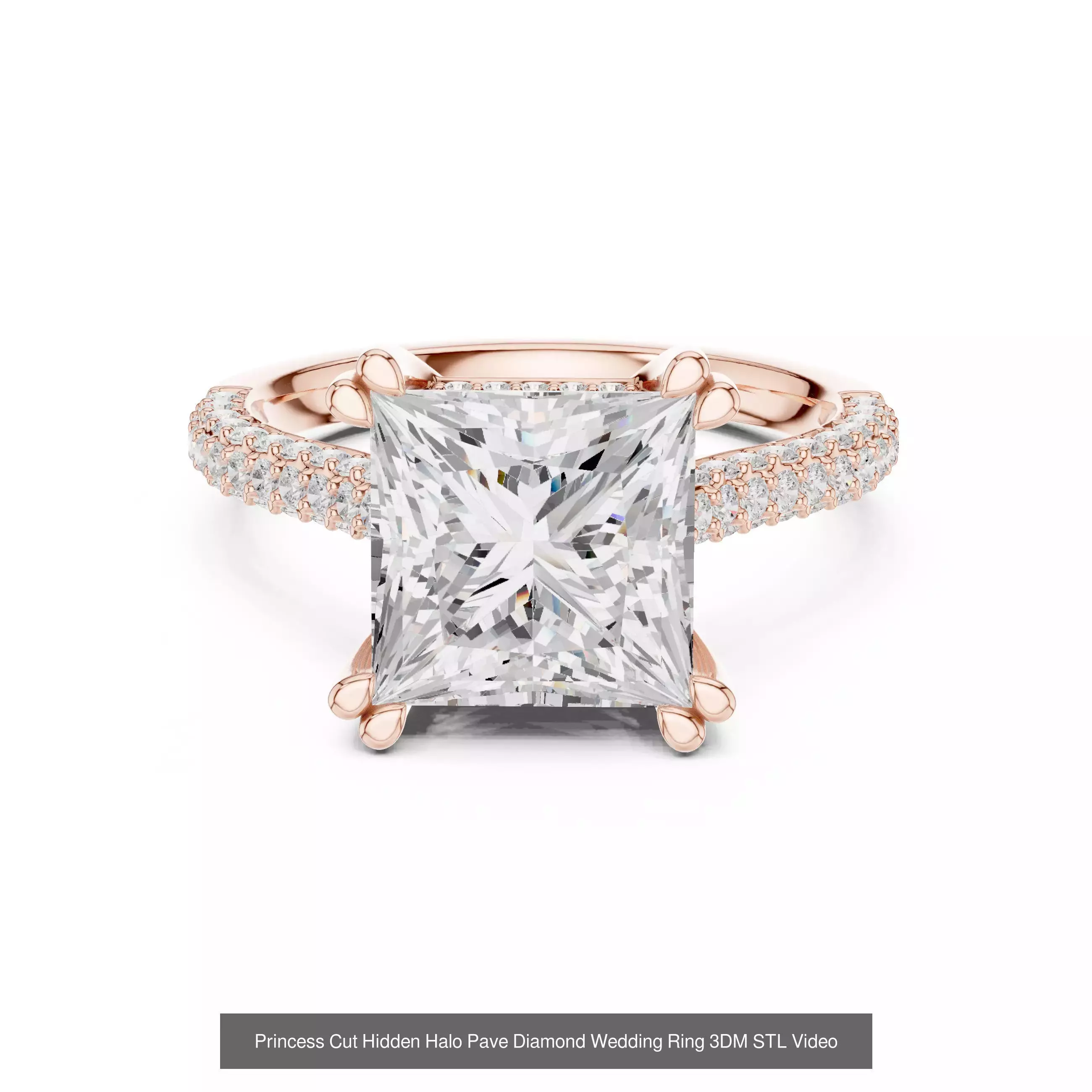 179 Princess Diamond Rings 3DM STL OBJ FBX 3 Color Render Video 3D Model Collection_169