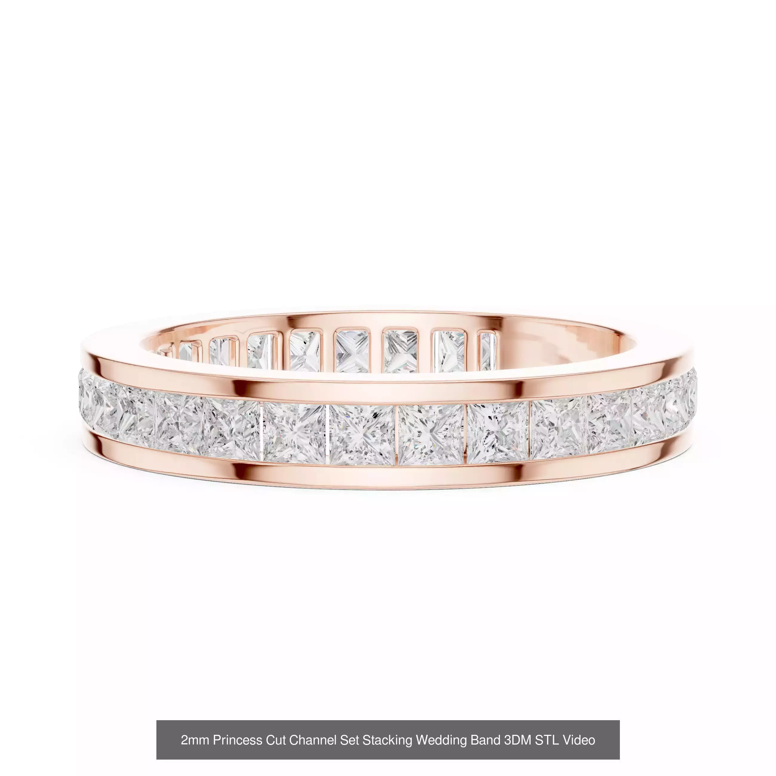 179 Princess Diamond Rings 3DM STL OBJ FBX 3 Color Render Video 3D Model Collection_60