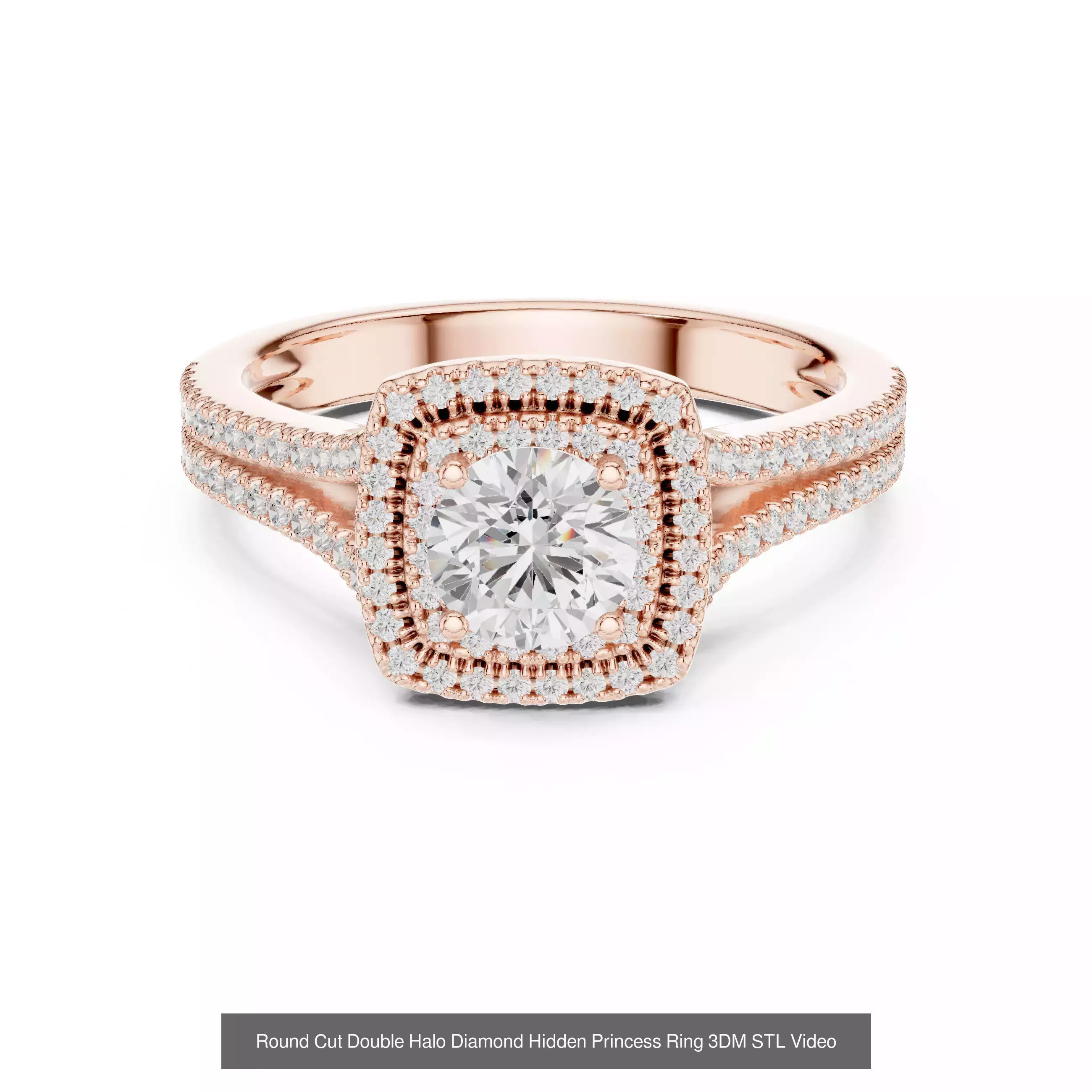 179 Princess Diamond Rings 3DM STL OBJ FBX 3 Color Render Video 3D Model Collection_140