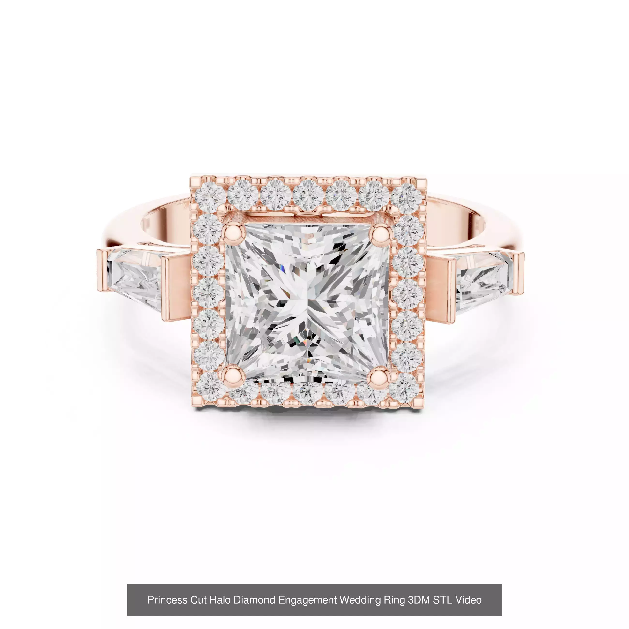 179 Princess Diamond Rings 3DM STL OBJ FBX 3 Color Render Video 3D Model Collection_40