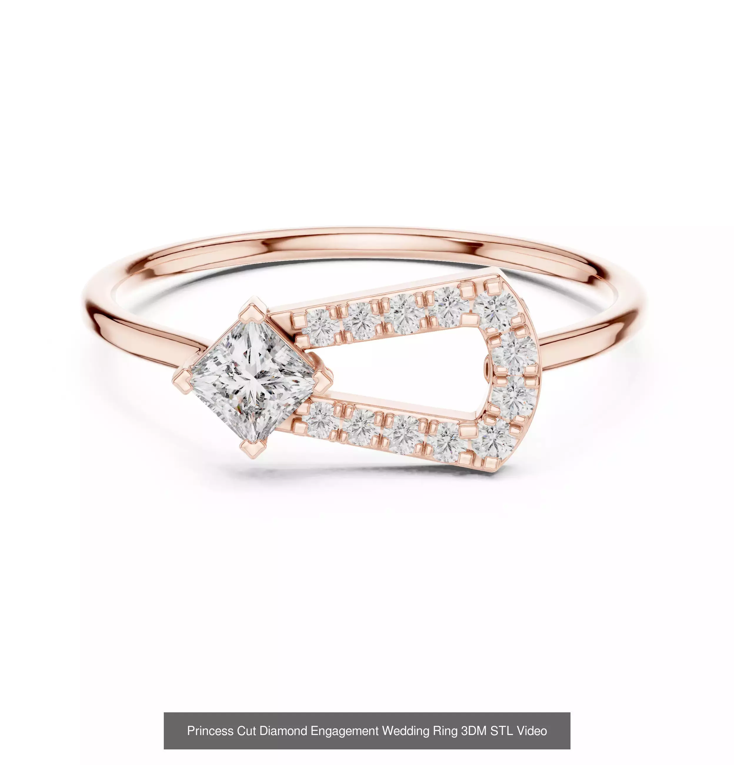 179 Princess Diamond Rings 3DM STL OBJ FBX 3 Color Render Video 3D Model Collection_53