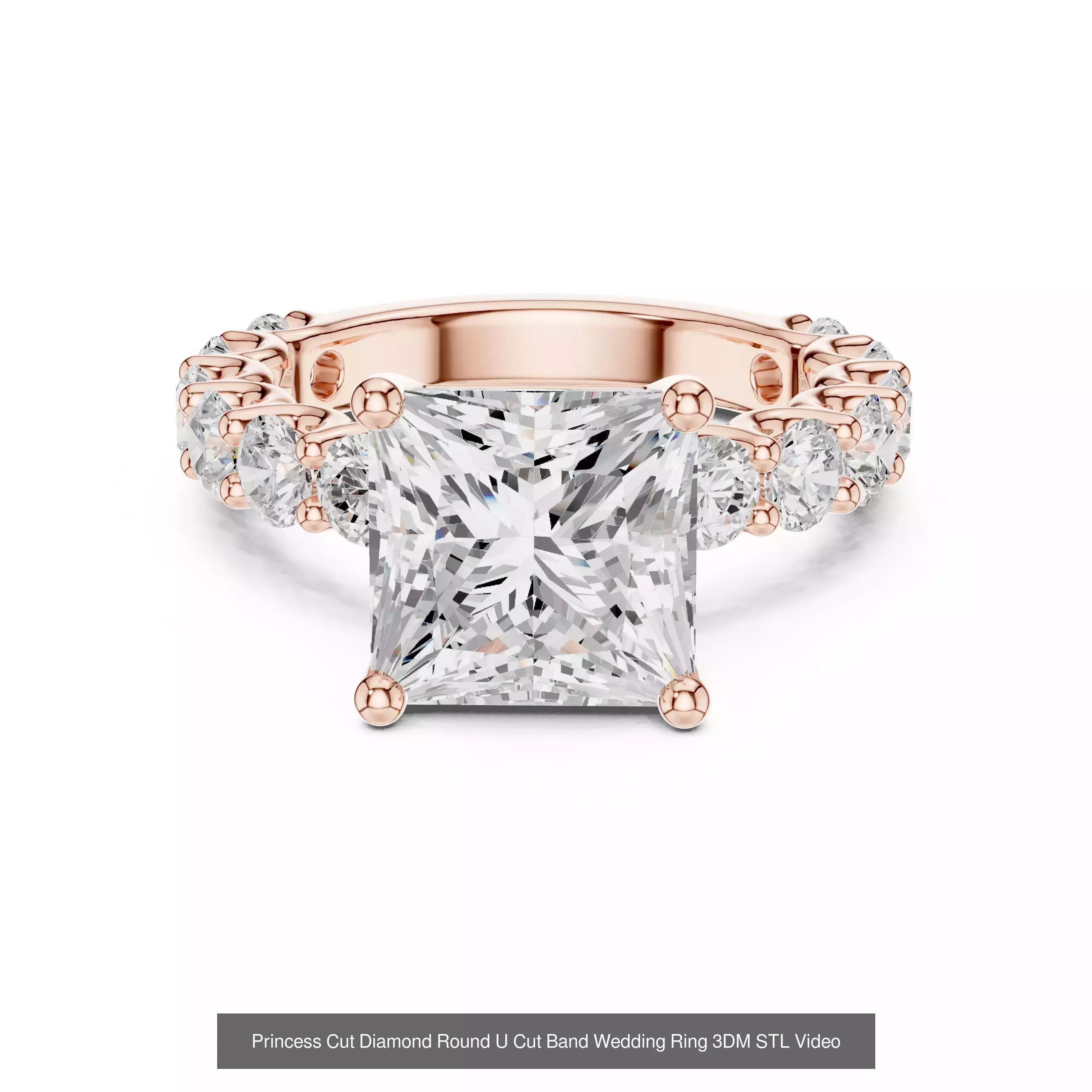 179 Princess Diamond Rings 3DM STL OBJ FBX 3 Color Render Video 3D Model Collection_163