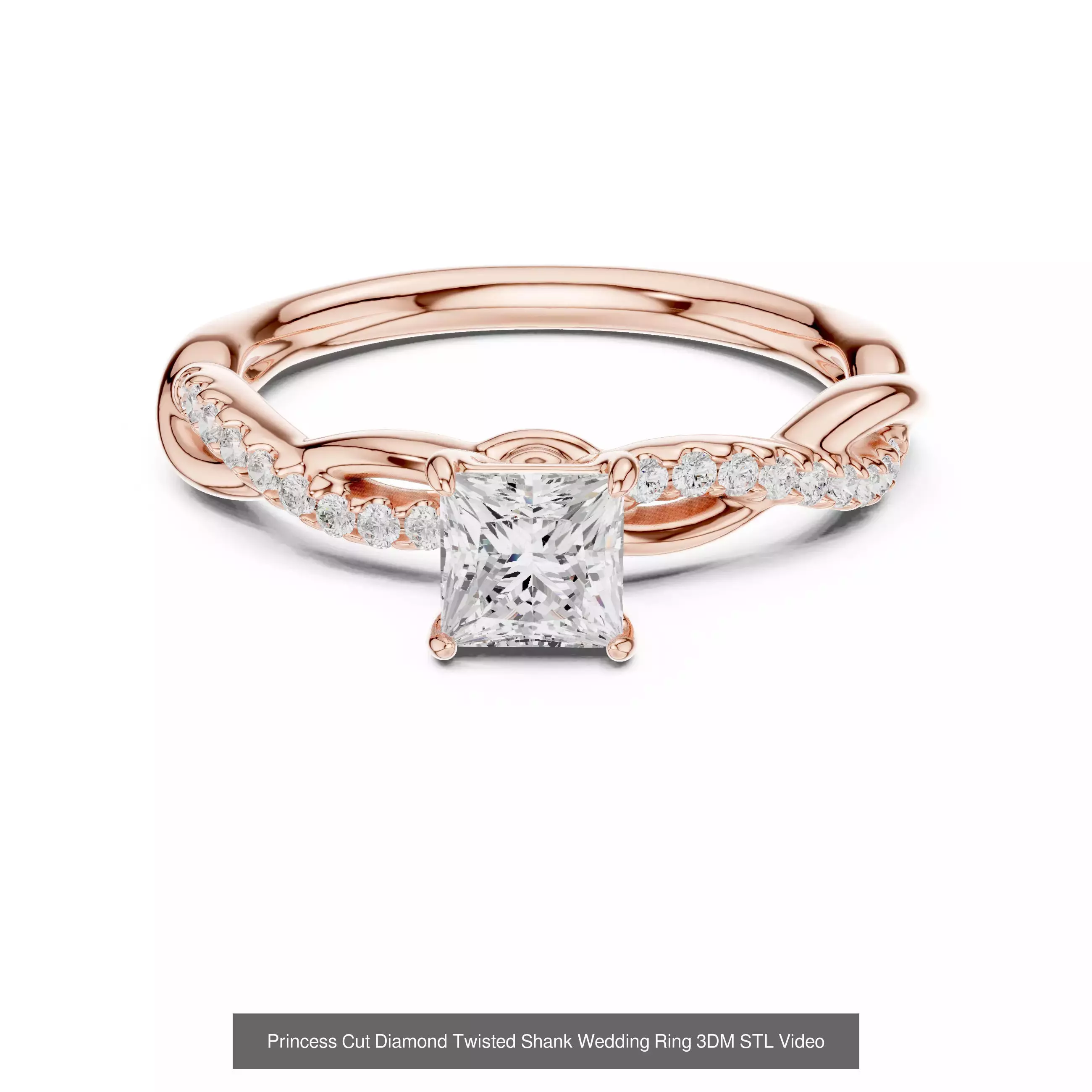 179 Princess Diamond Rings 3DM STL OBJ FBX 3 Color Render Video 3D Model Collection_103