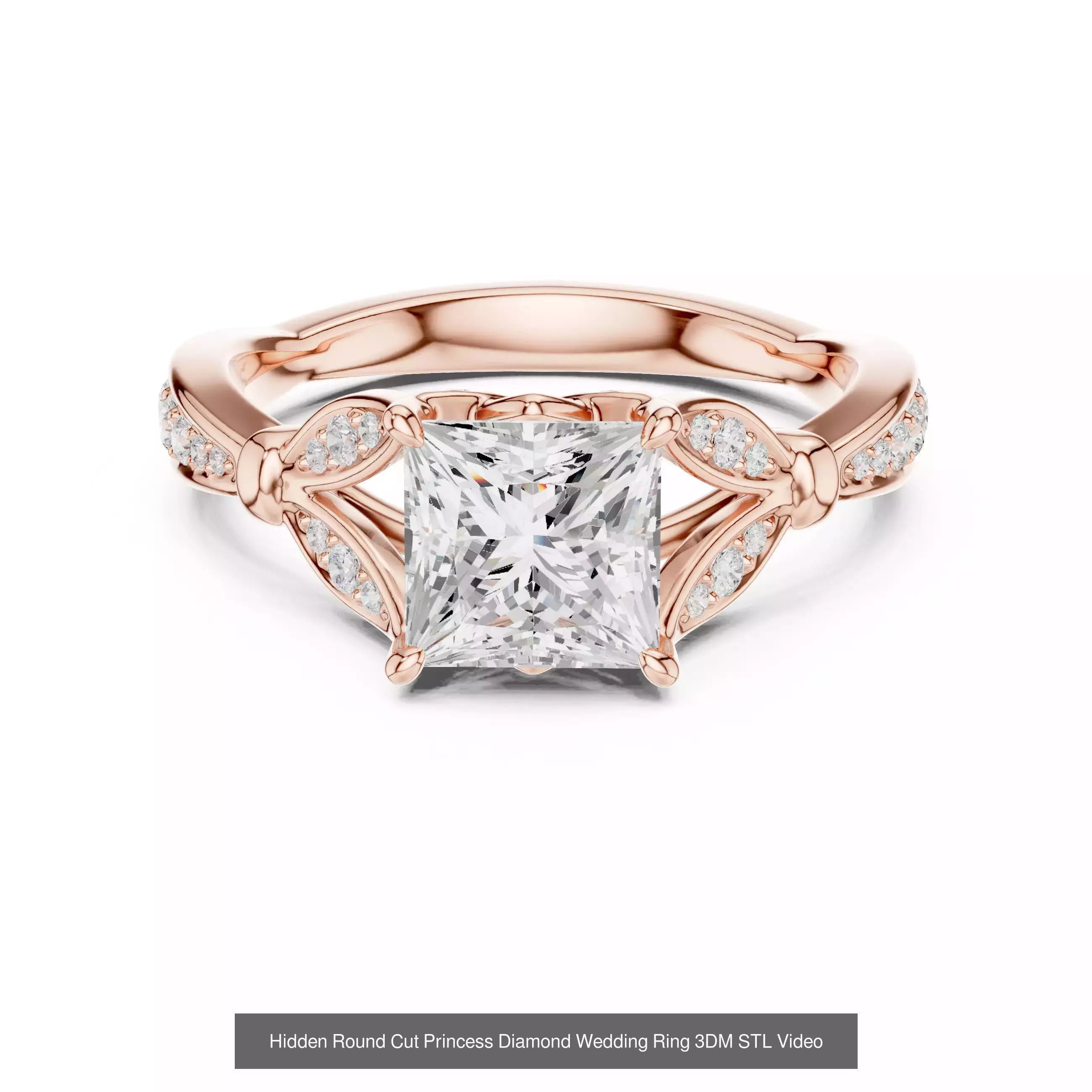 179 Princess Diamond Rings 3DM STL OBJ FBX 3 Color Render Video 3D Model Collection_137