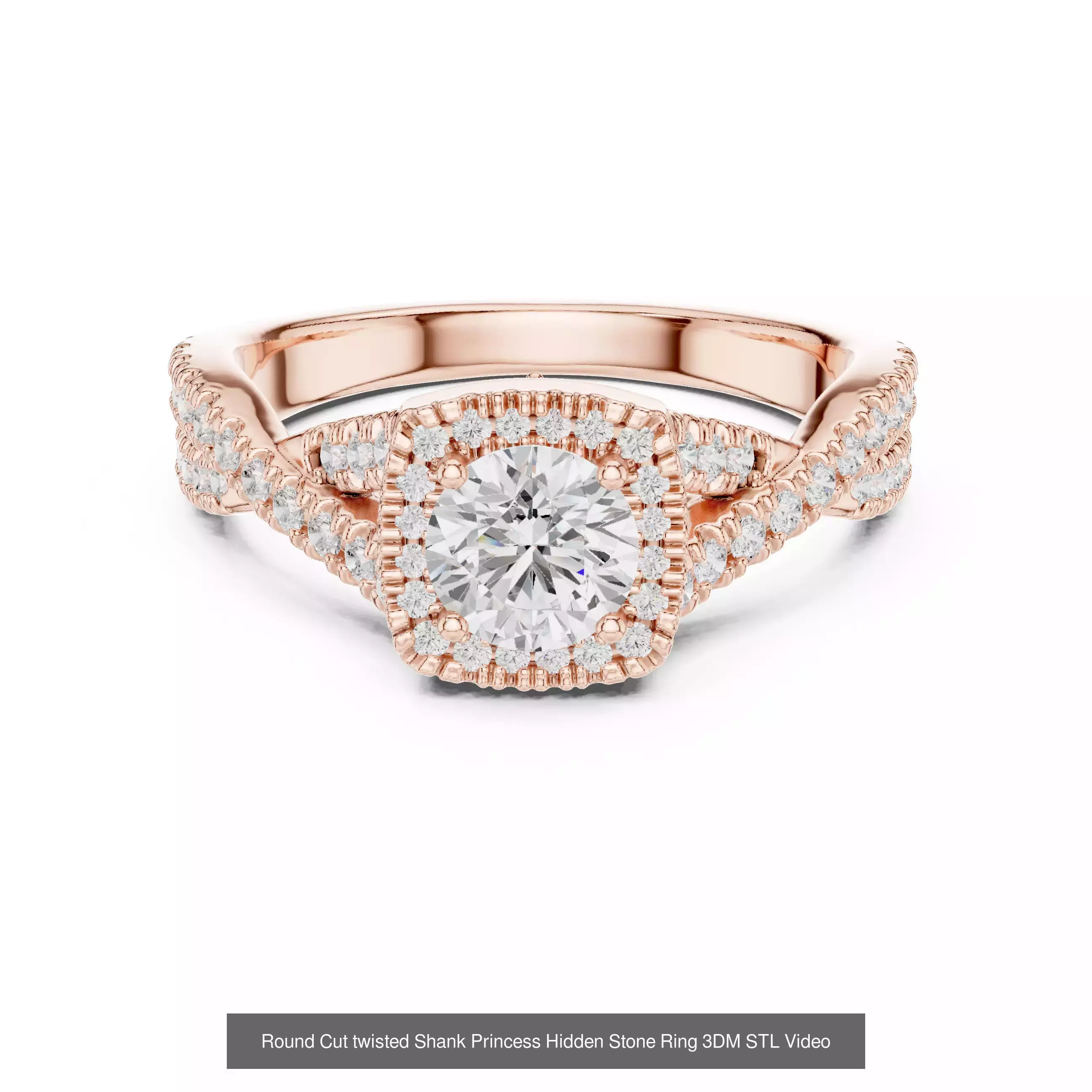 179 Princess Diamond Rings 3DM STL OBJ FBX 3 Color Render Video 3D Model Collection_139