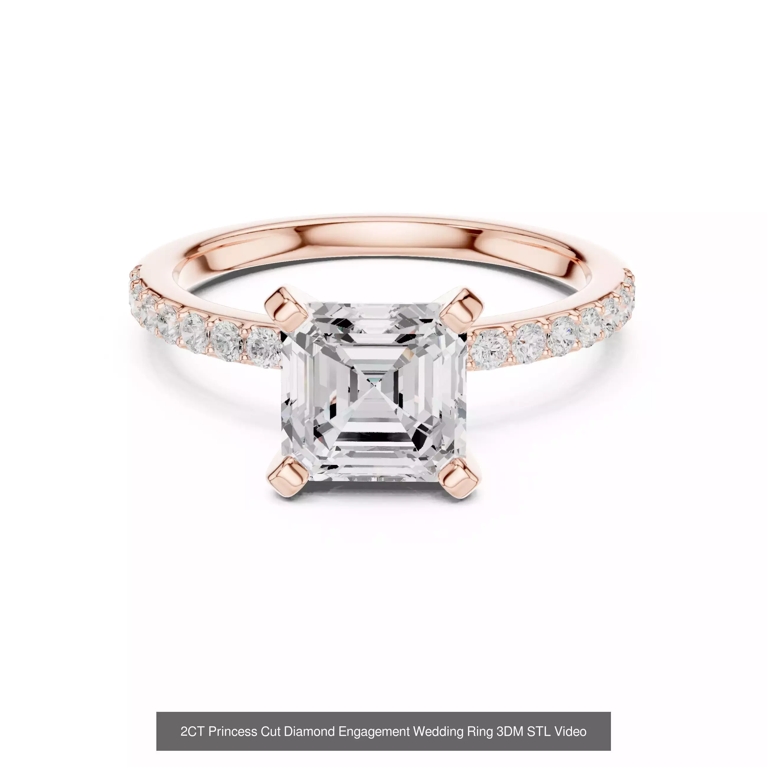 179 Princess Diamond Rings 3DM STL OBJ FBX 3 Color Render Video 3D Model Collection_159