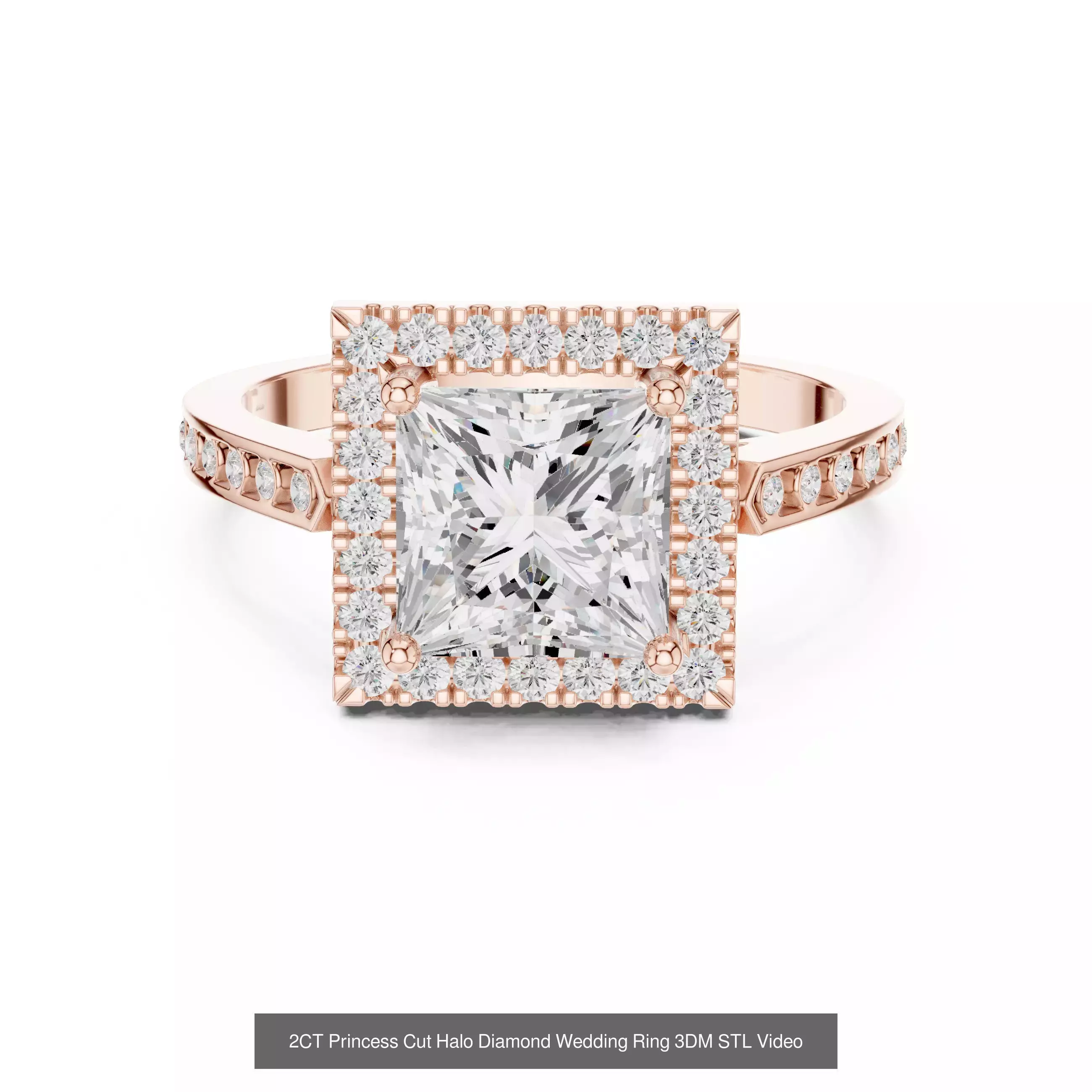 179 Princess Diamond Rings 3DM STL OBJ FBX 3 Color Render Video 3D Model Collection_41