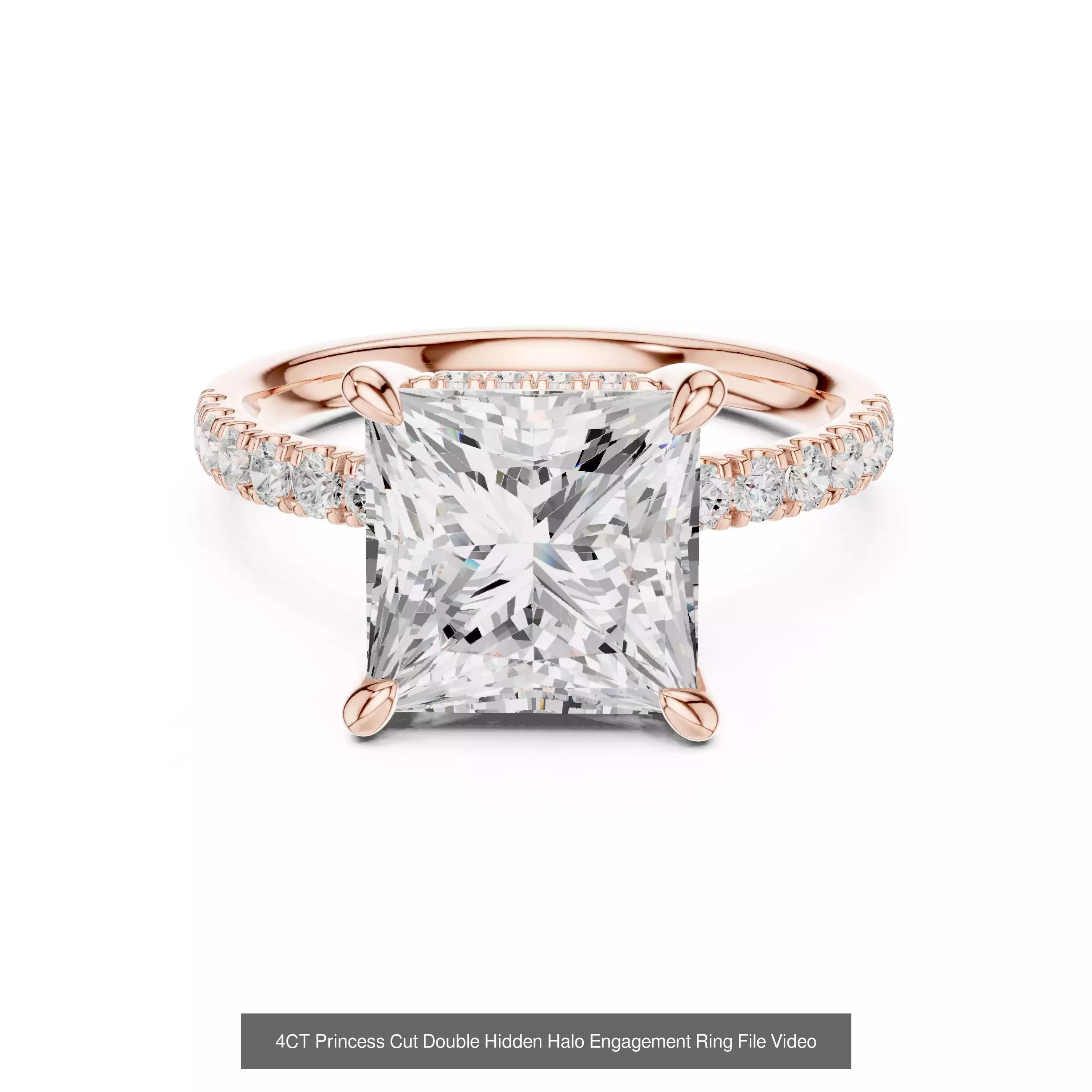 179 Princess Diamond Rings 3DM STL OBJ FBX 3 Color Render Video 3D Model Collection_152