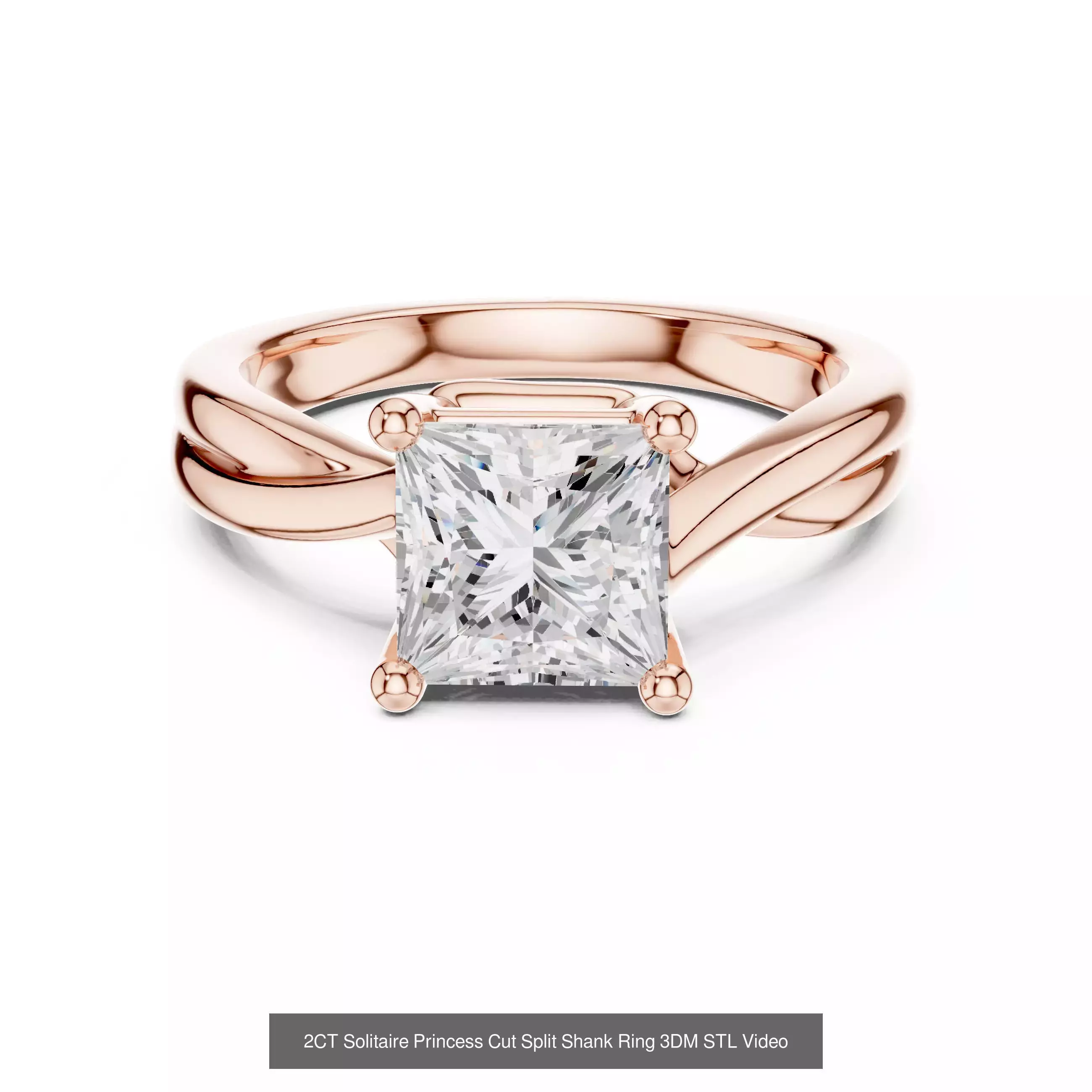 179 Princess Diamond Rings 3DM STL OBJ FBX 3 Color Render Video 3D Model Collection_133