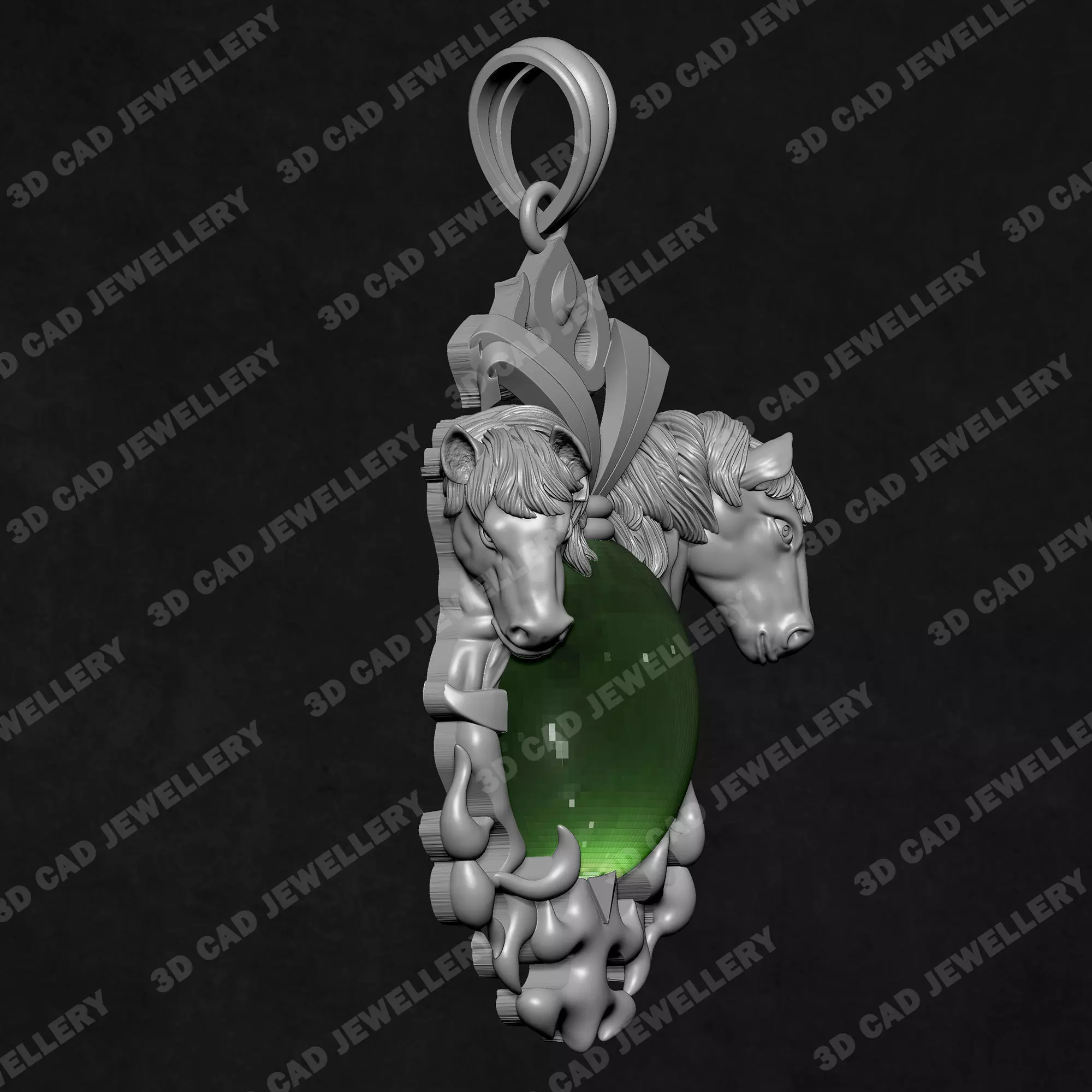 Horse Pendant 3D print model_3