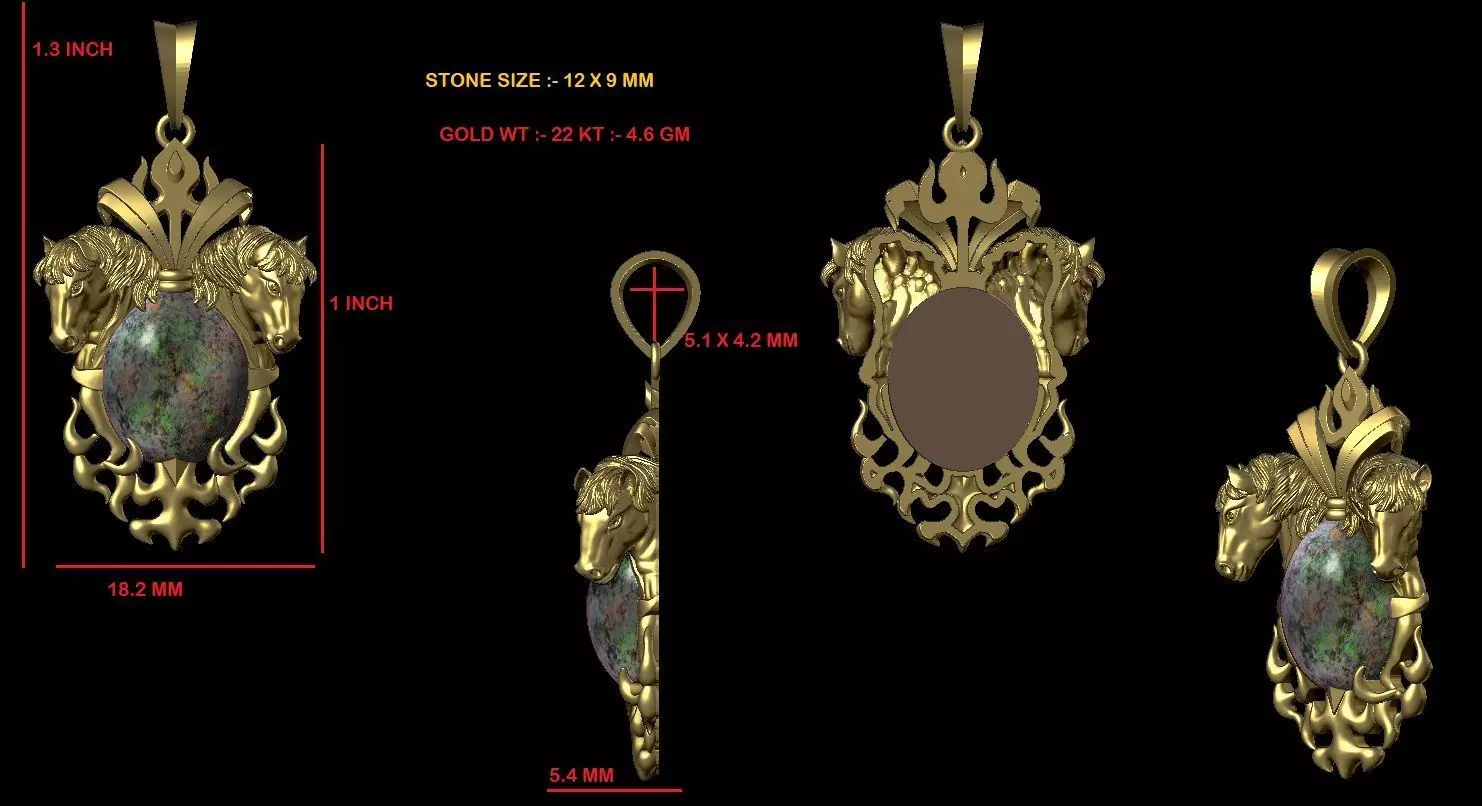 Horse Pendant 3D print model_5