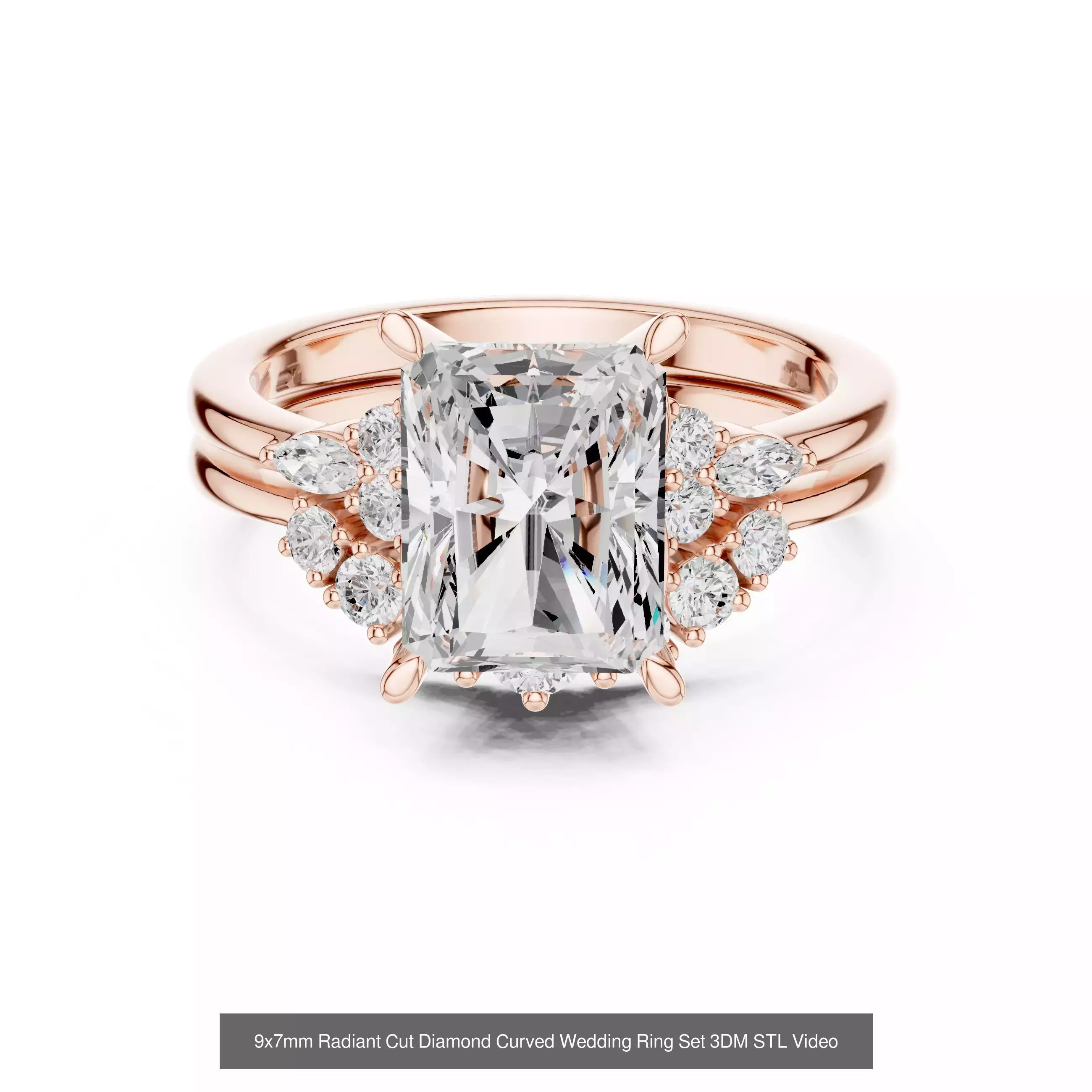 118 Radiant Diamond Rings 3DM STL OBJ FBX 3 Color Render Video 3D Model Collection_73