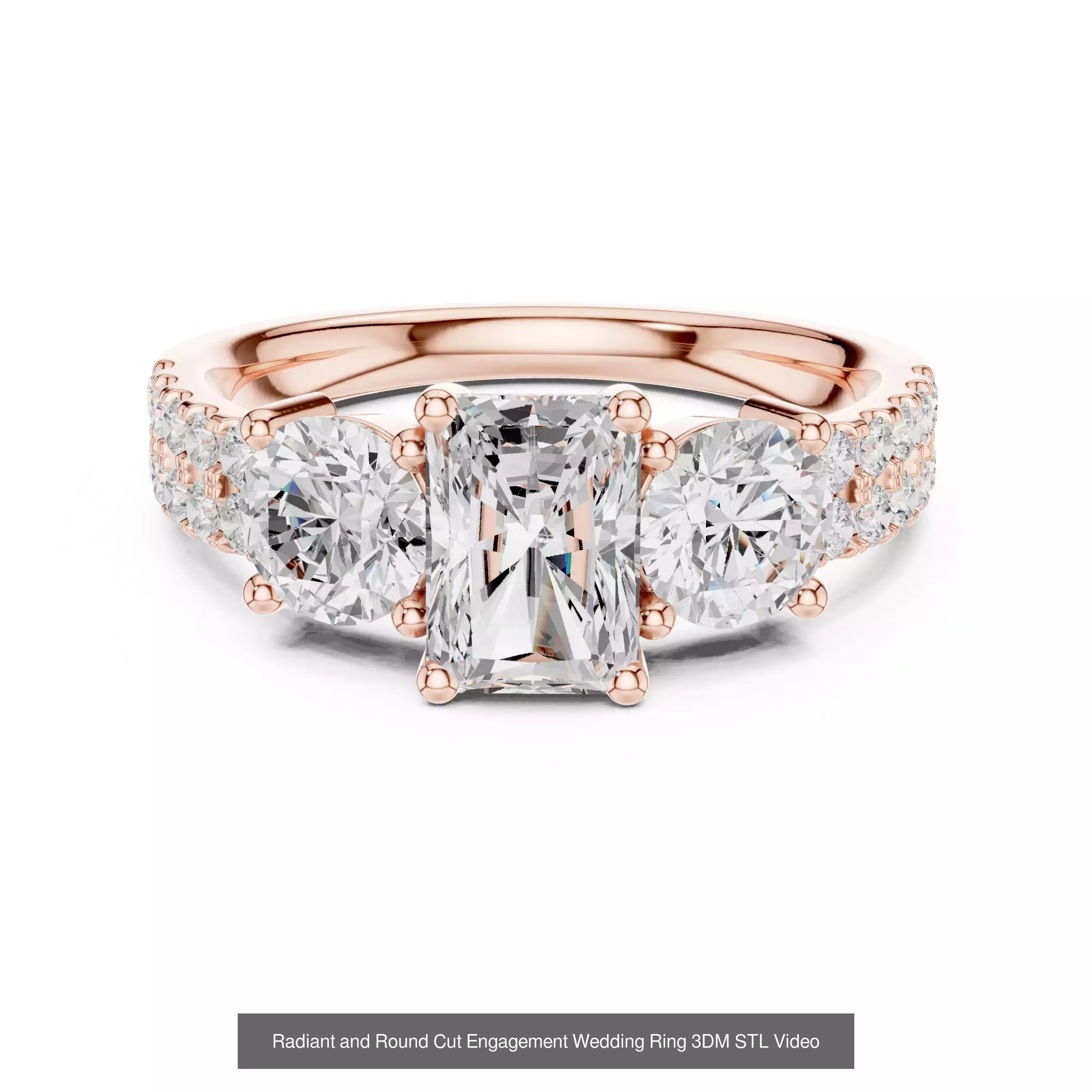 118 Radiant Diamond Rings 3DM STL OBJ FBX 3 Color Render Video 3D Model Collection_29