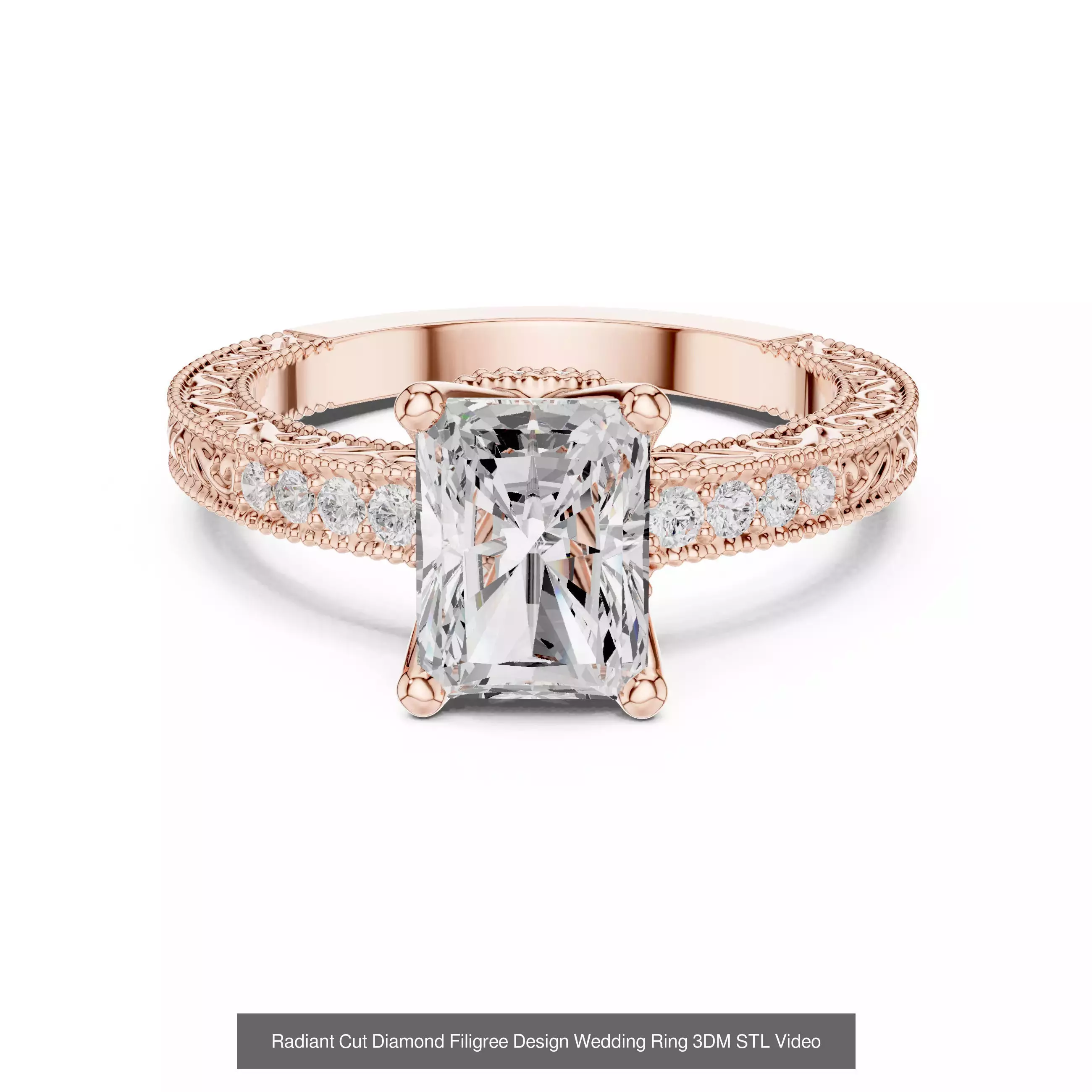 118 Radiant Diamond Rings 3DM STL OBJ FBX 3 Color Render Video 3D Model Collection_110