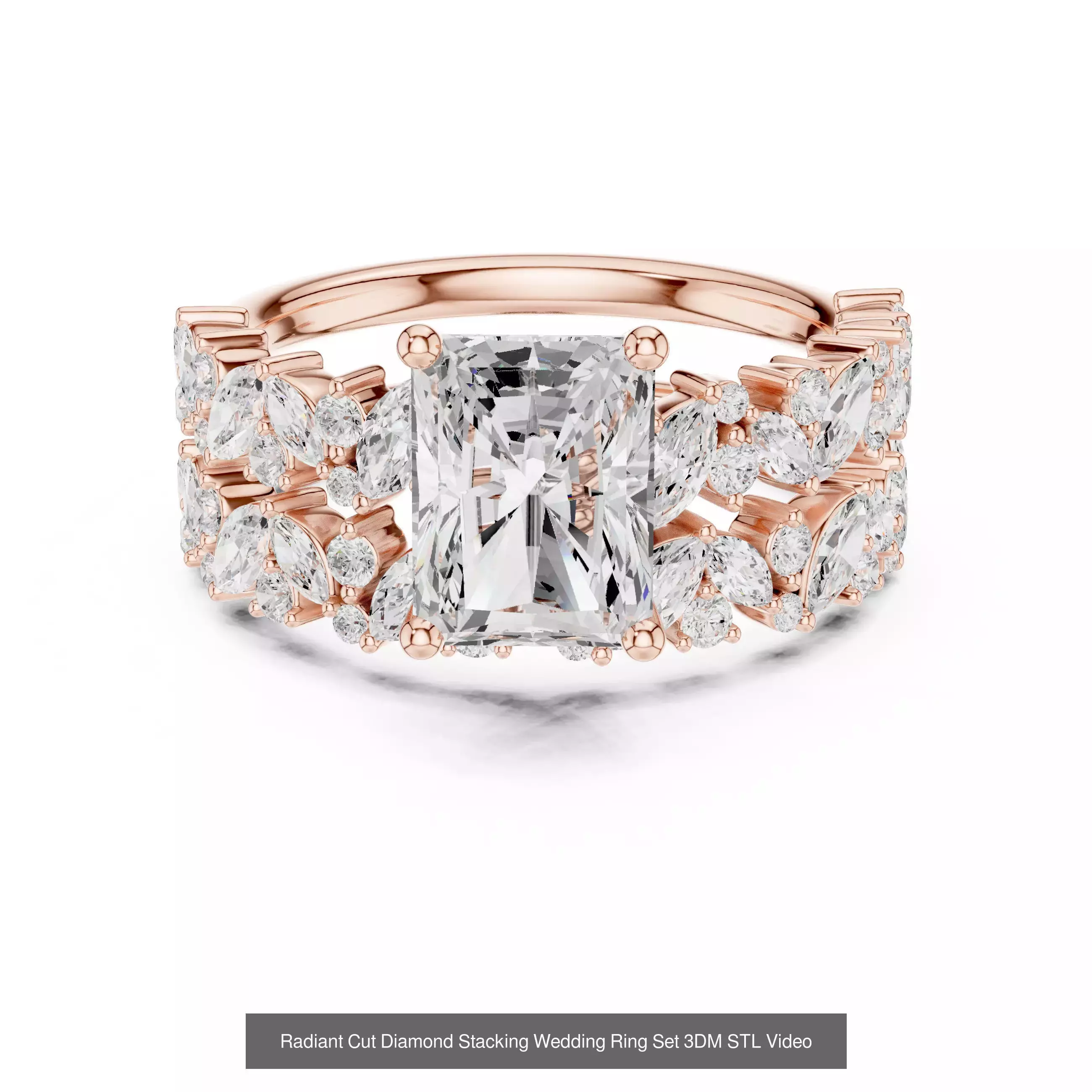 118 Radiant Diamond Rings 3DM STL OBJ FBX 3 Color Render Video 3D Model Collection_65