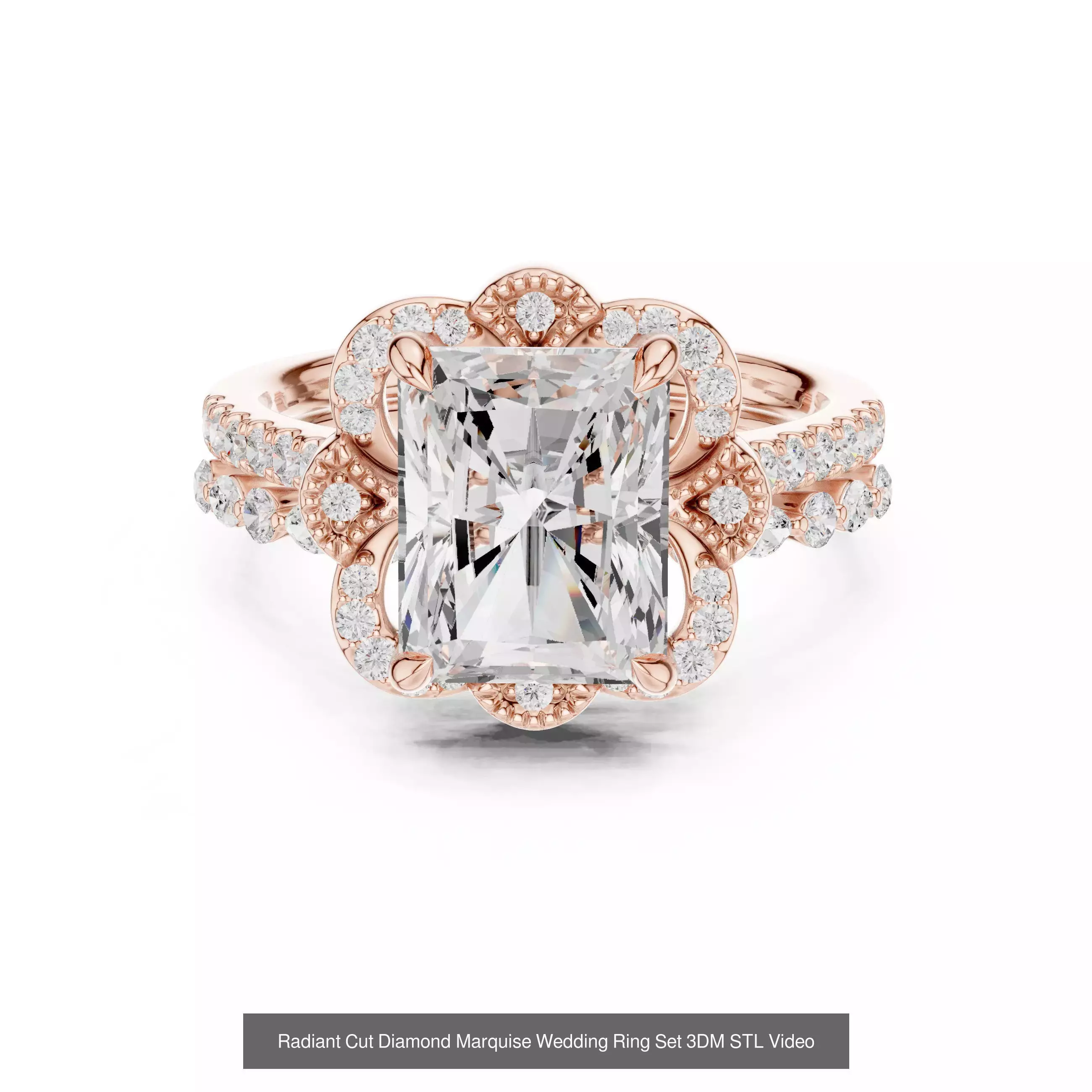 118 Radiant Diamond Rings 3DM STL OBJ FBX 3 Color Render Video 3D Model Collection_53