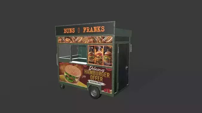 Food Cart Low-poly 3D model 4